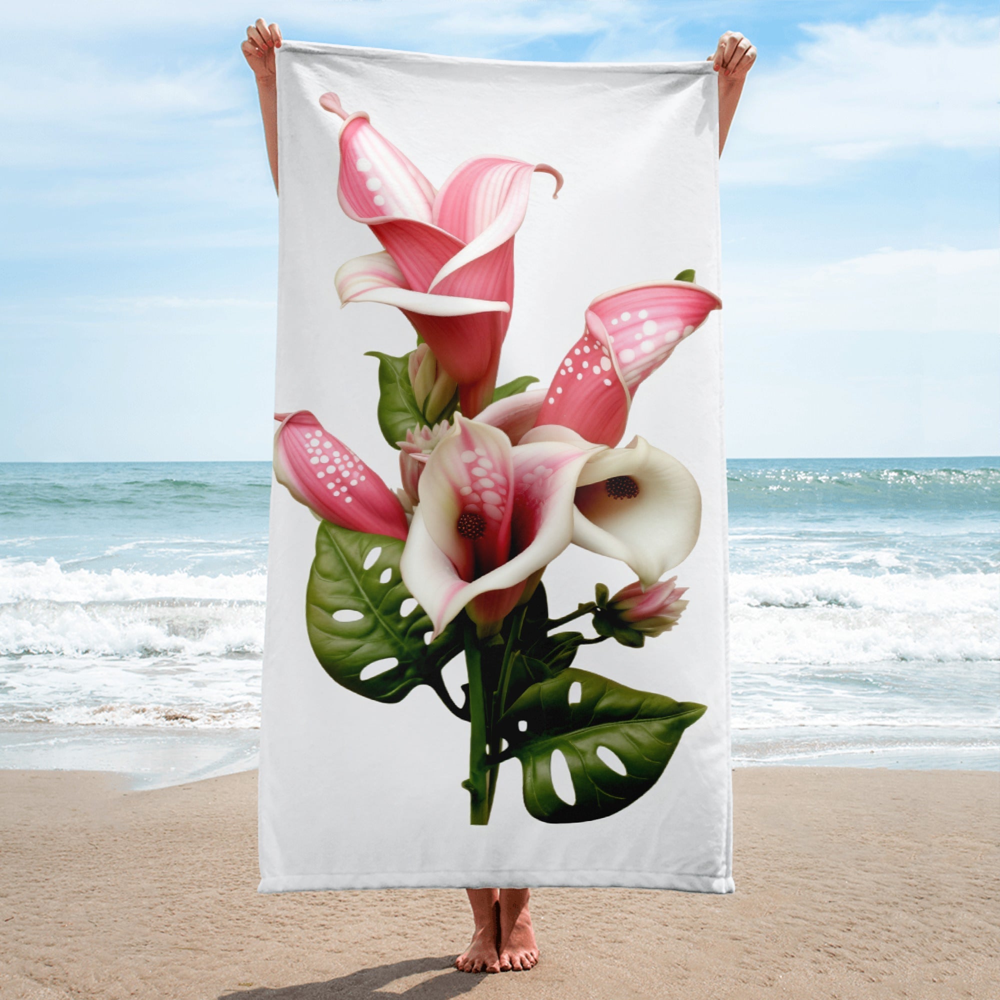 Chameleon Plant Flower Beach Towel by Visual Verse - Image 1