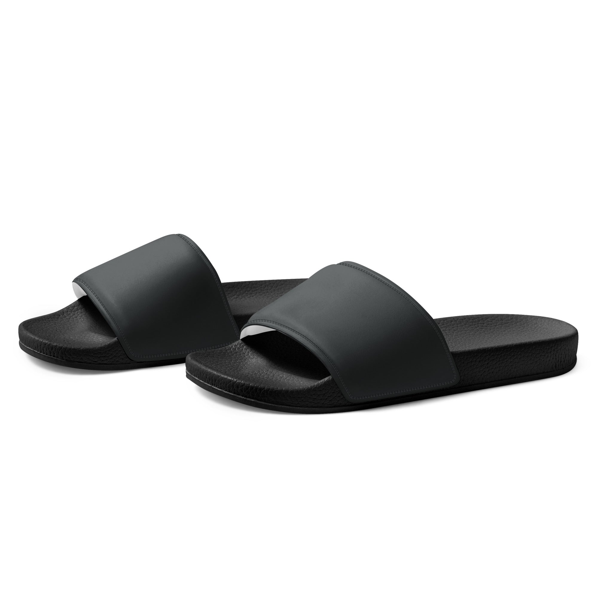Charcoal Gray Color Men's Slides by Visual Verse - Image 3