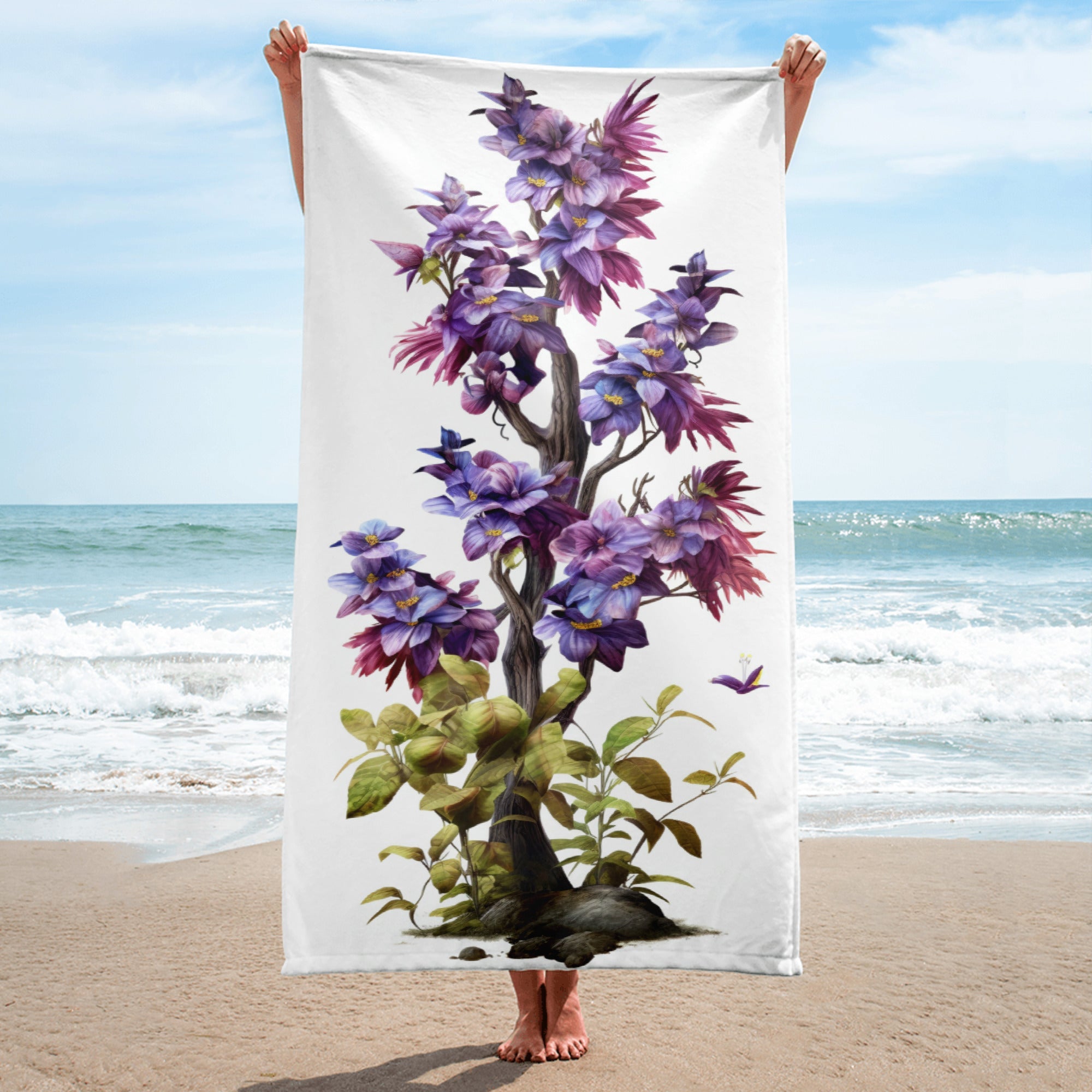 Chaste Tree Flower Beach Towel by Visual Verse - Image 1