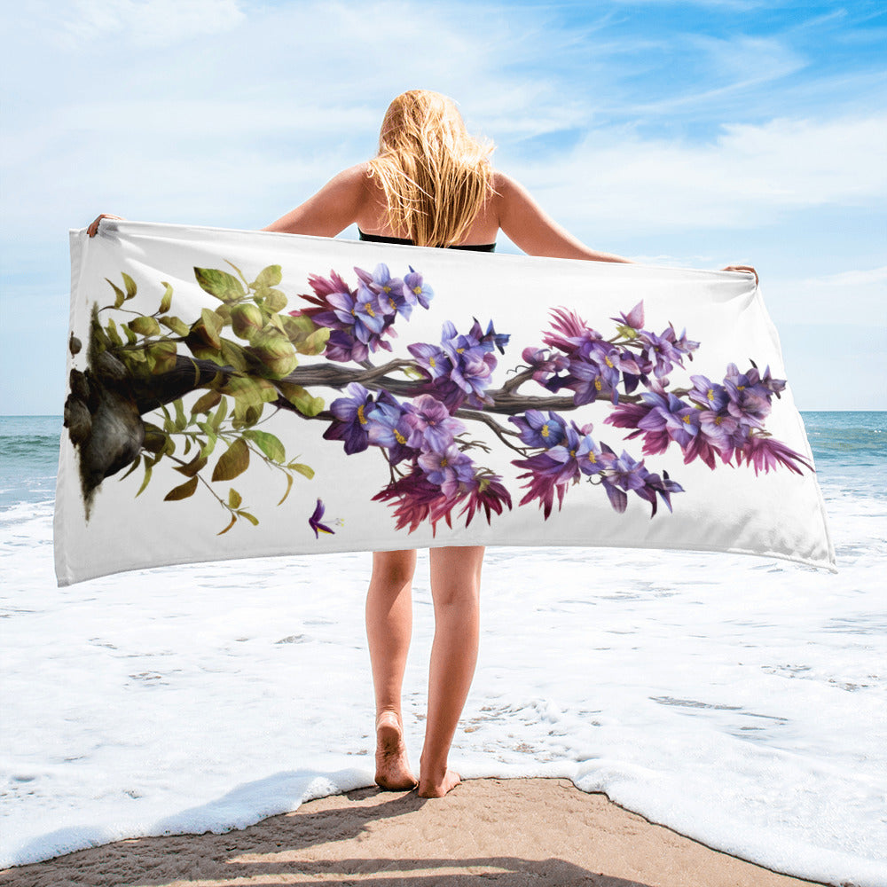 Chaste Tree Flower Beach Towel by Visual Verse - Image 2