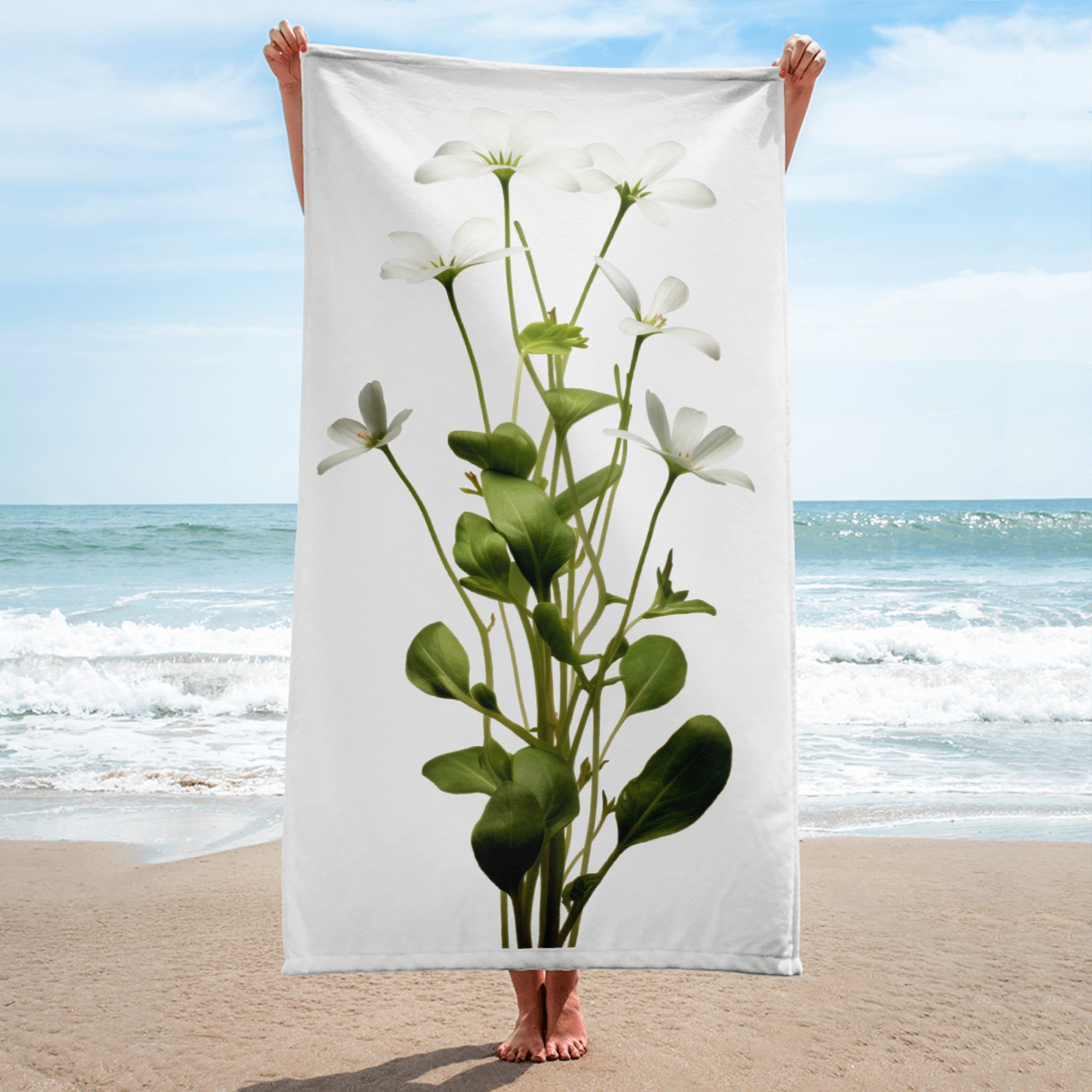 Chickweed Flower Beach Towel by Visual Verse - Image 1