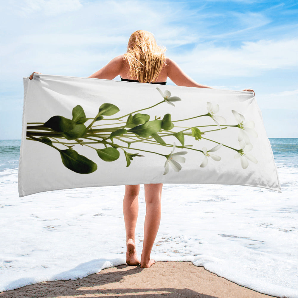Chickweed Flower Beach Towel by Visual Verse - Image 2