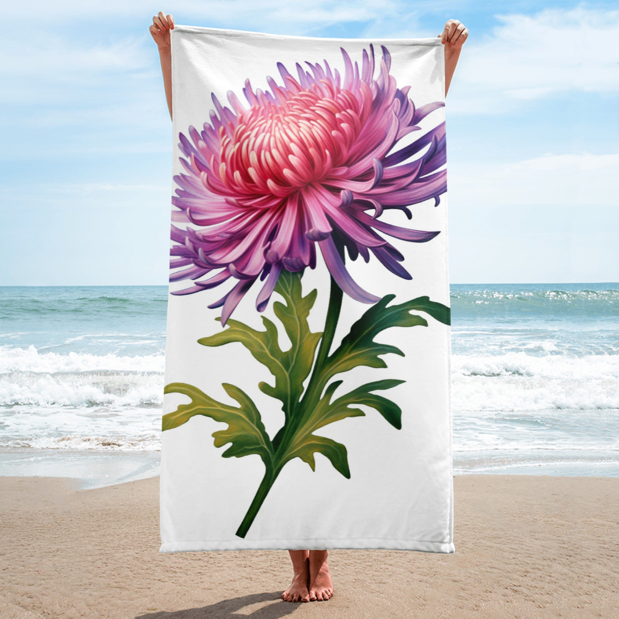 China Aster Flower Beach Towel by Visual Verse - Image 1