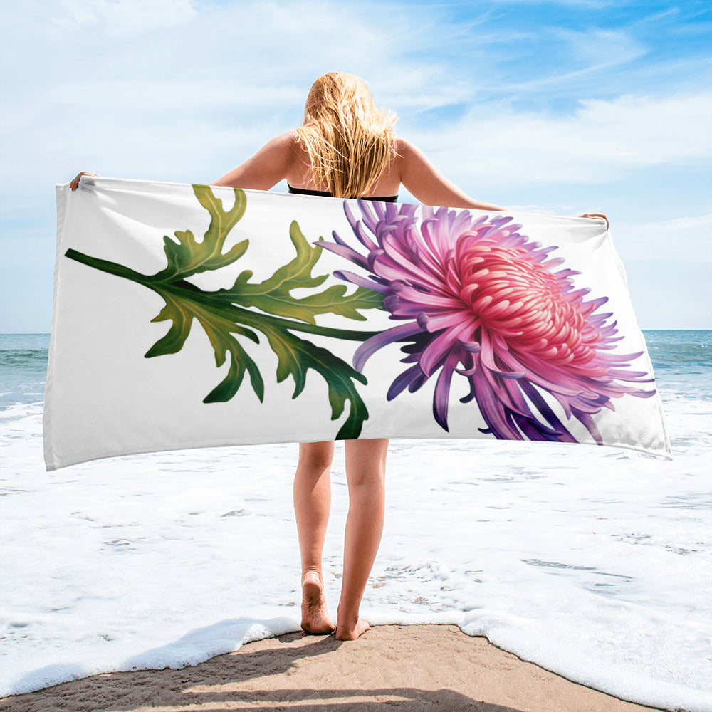 China Aster Flower Beach Towel by Visual Verse - Image 2