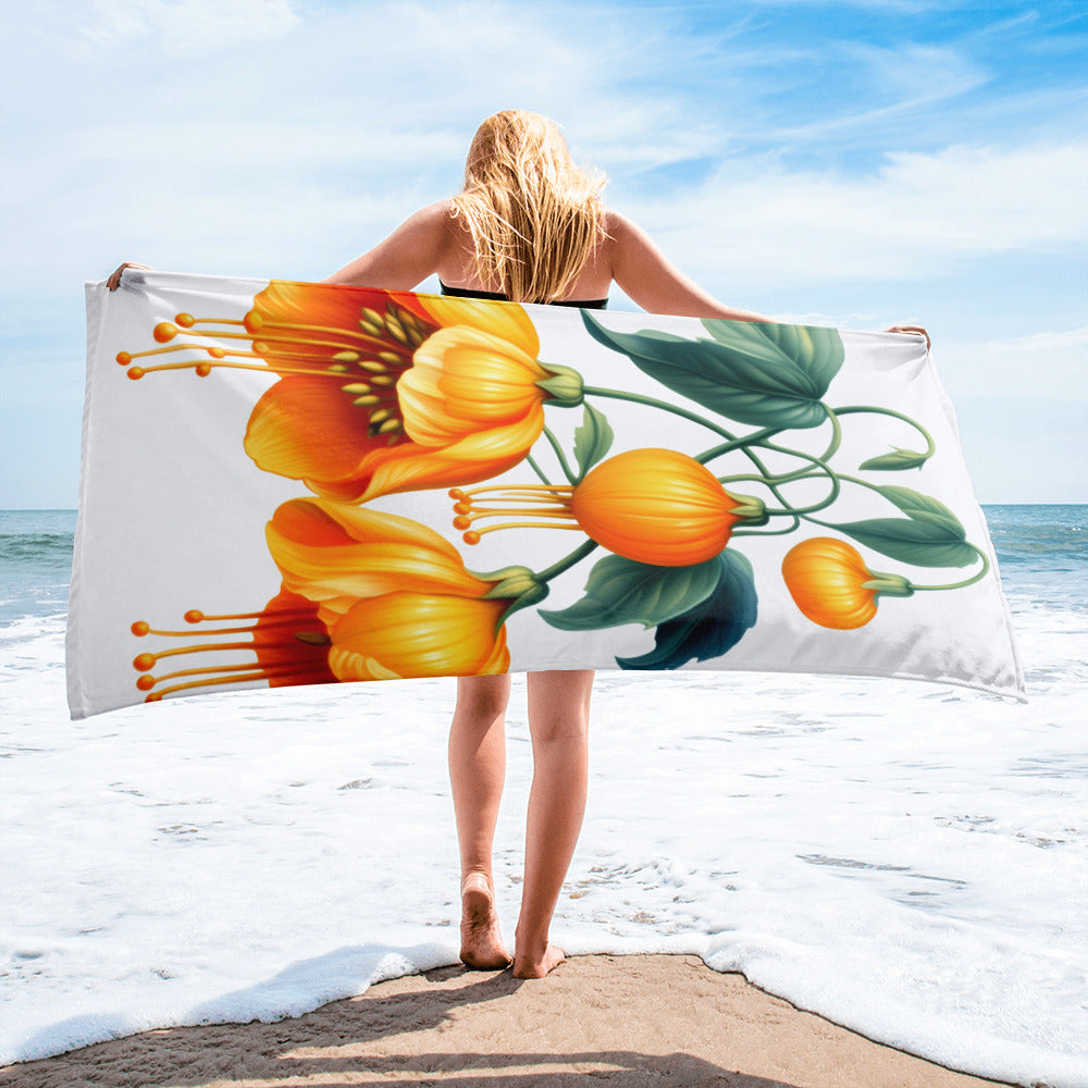 Chinese Lantern Flower Beach Towel by Visual Verse - Image 2