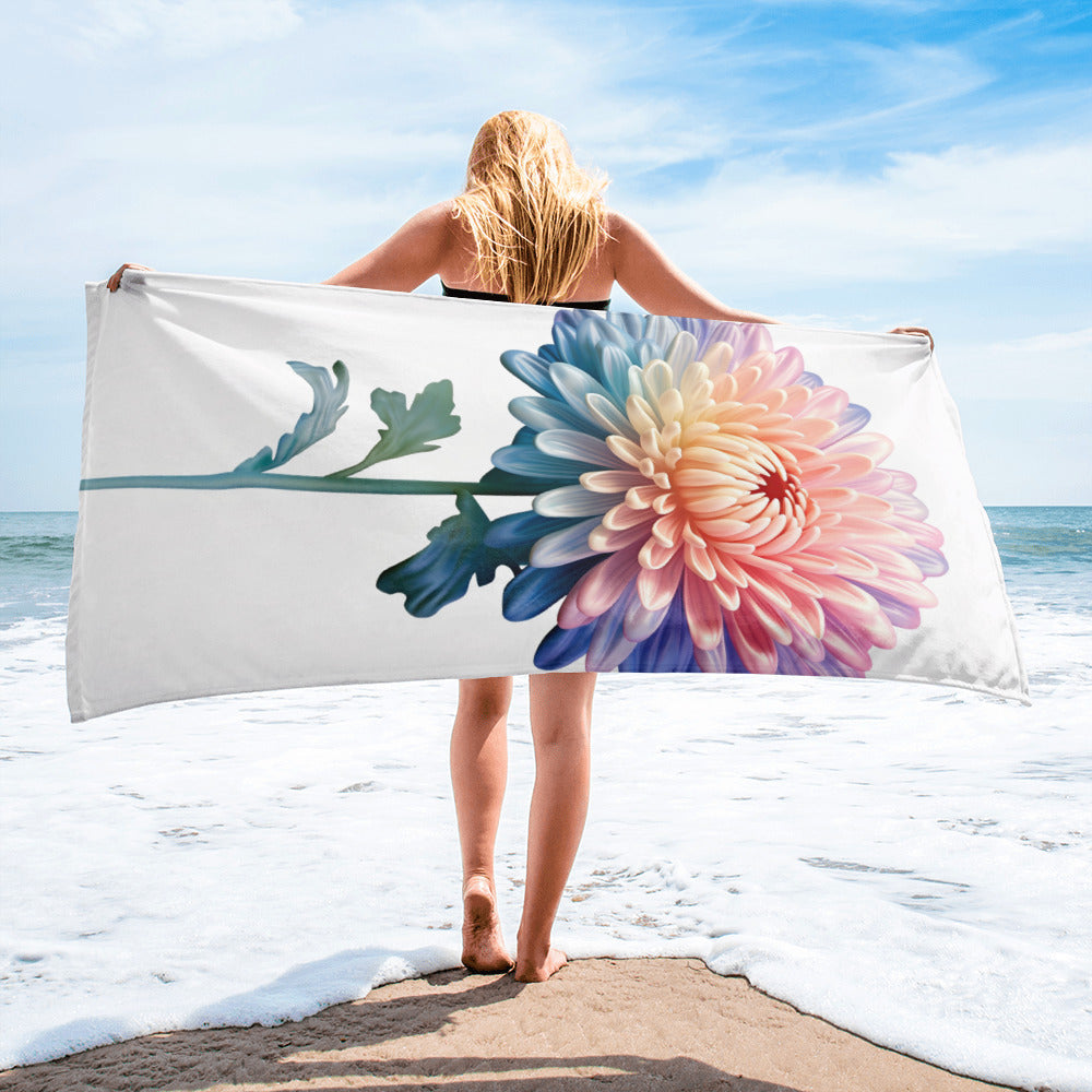Chrysanthemum Flower Beach Towel by Visual Verse - Image 2