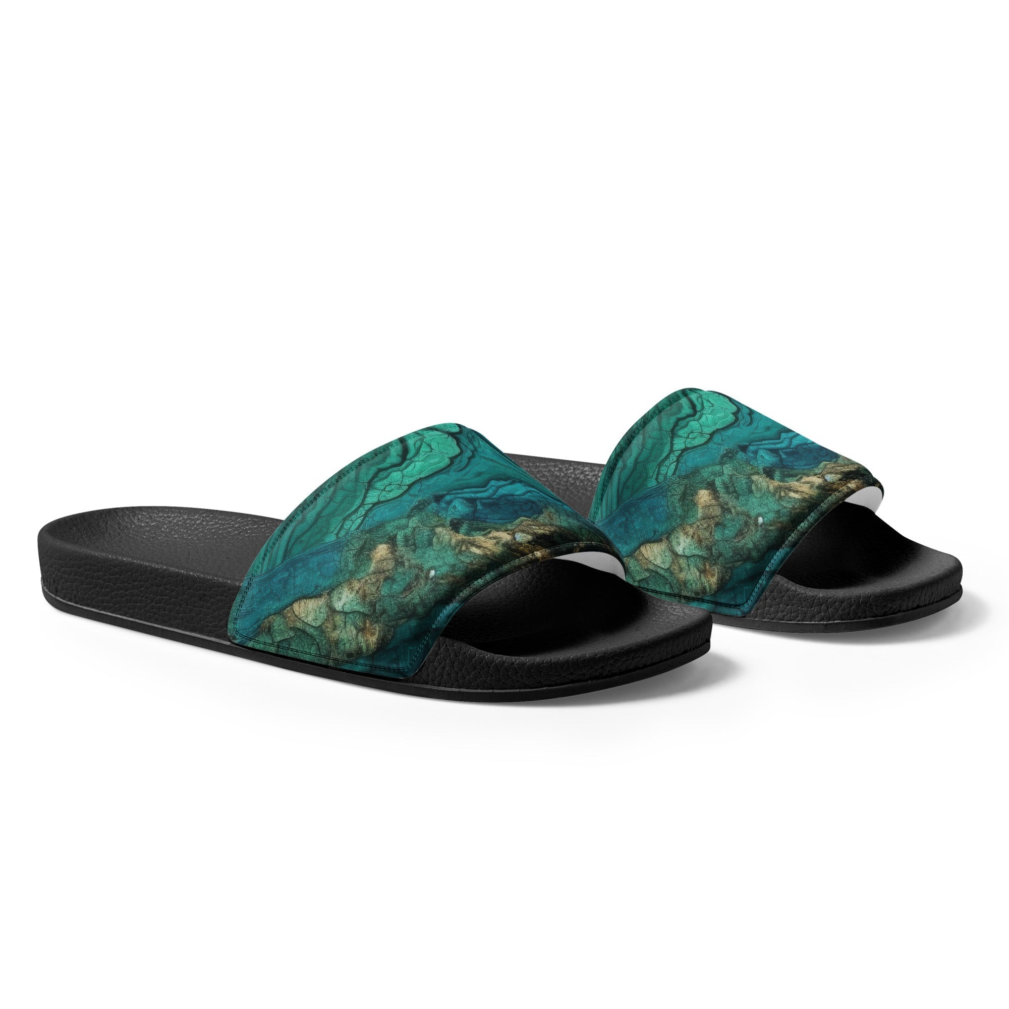 Chrysocolla Rock Men's Slides by Visual Verse - Image 4