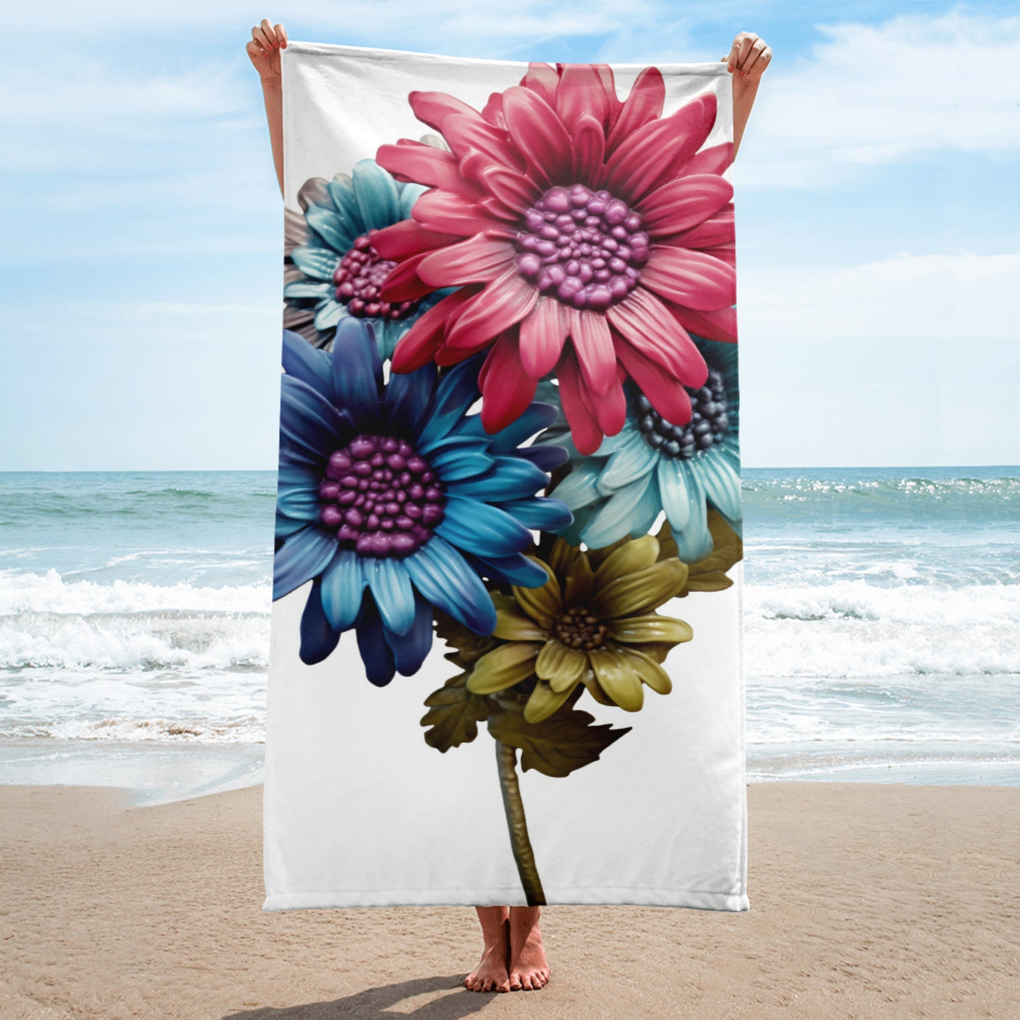 Cineraria Flower Beach Towel by Visual Verse - Image 1