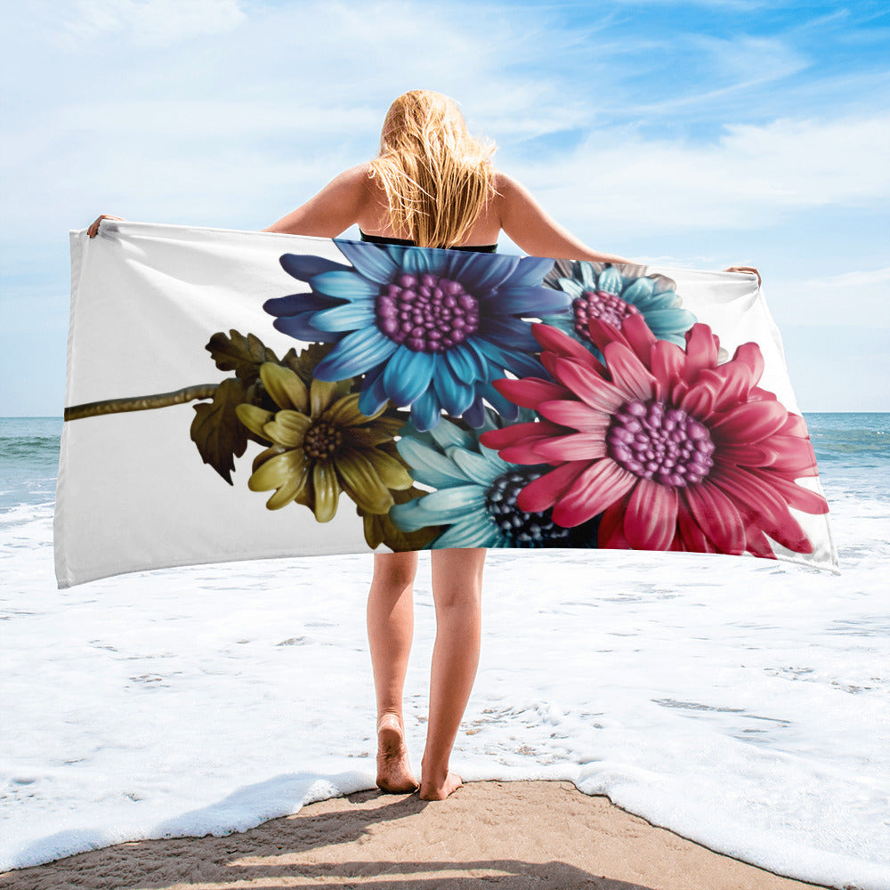 Cineraria Flower Beach Towel by Visual Verse - Image 2