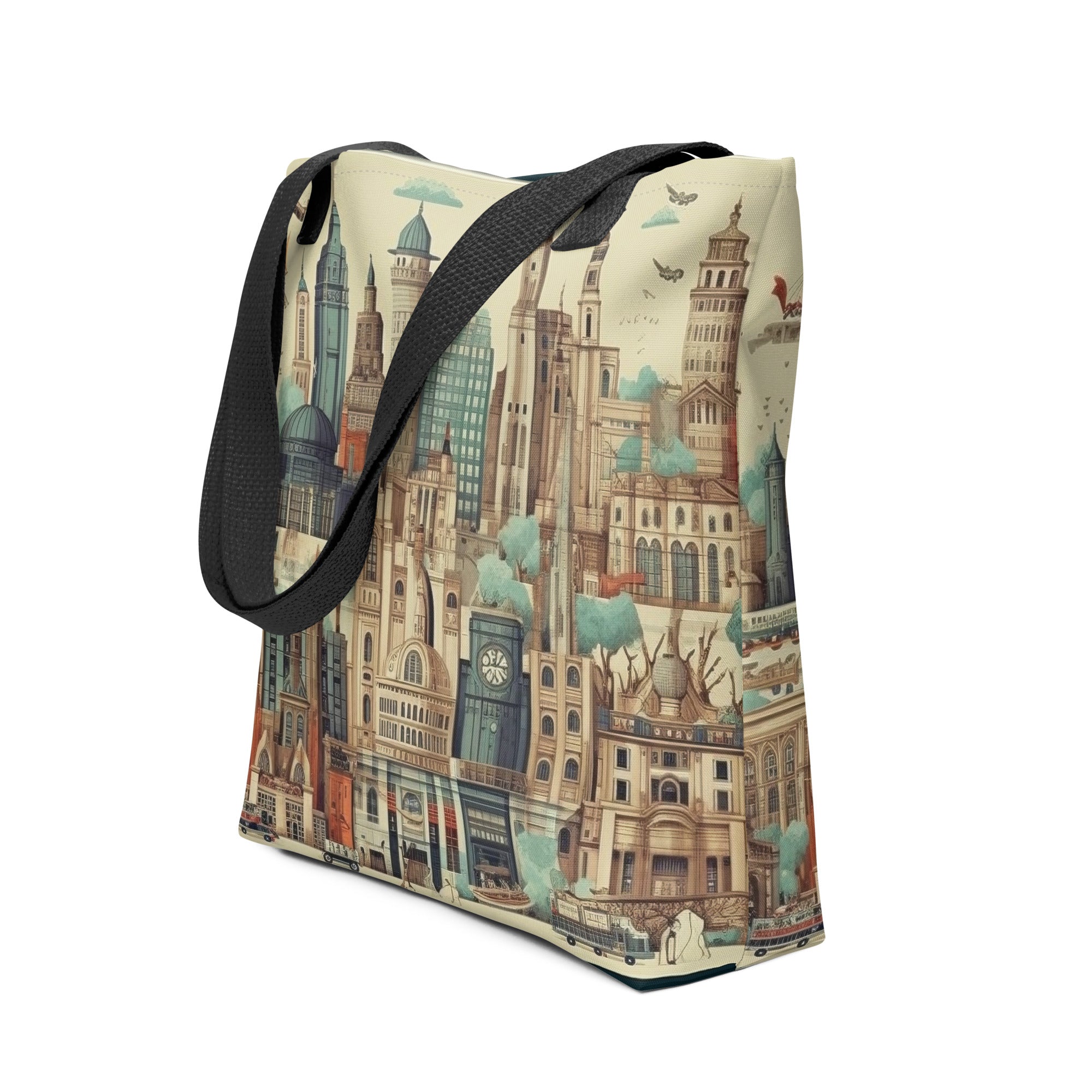 City Architecture Illustrated Tote Bag by Visual Verse - Image 1