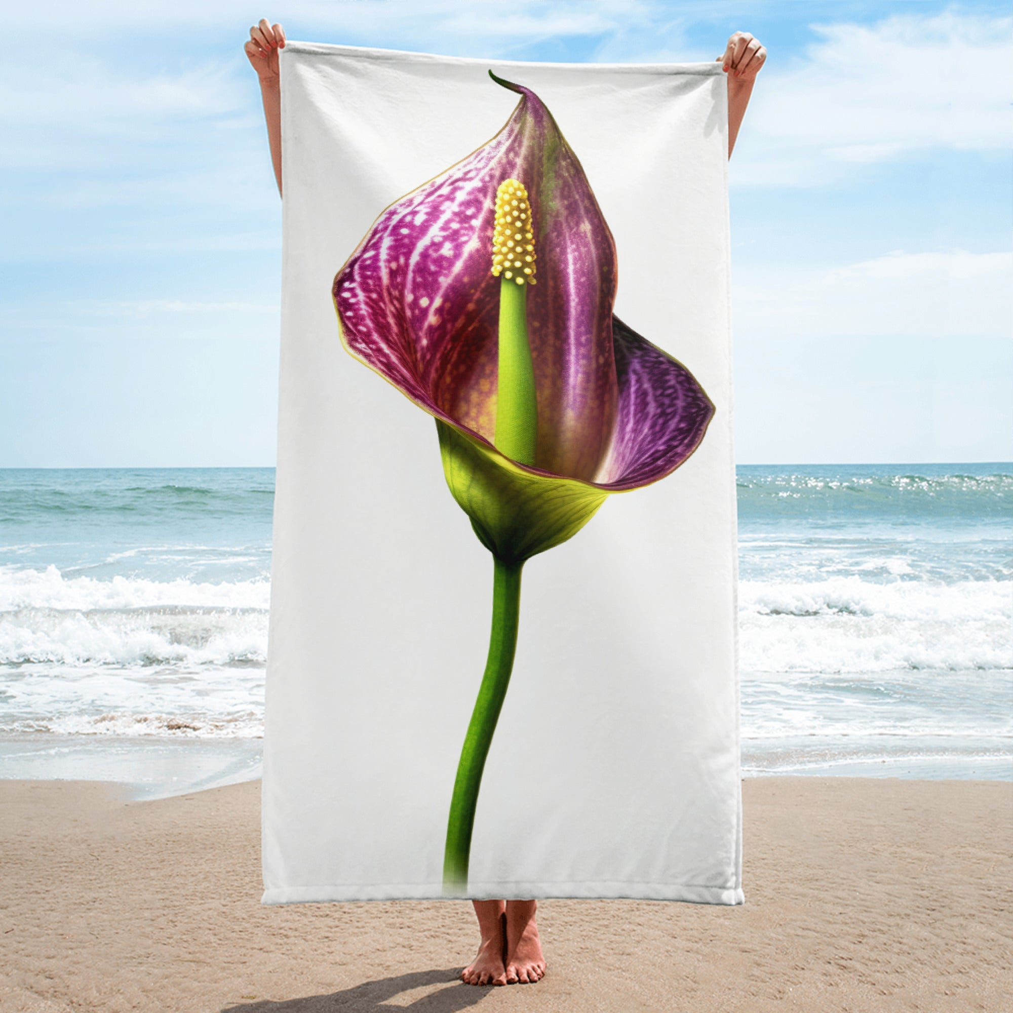 Cobra Lily Flower Beach Towel by Visual Verse - Image 1