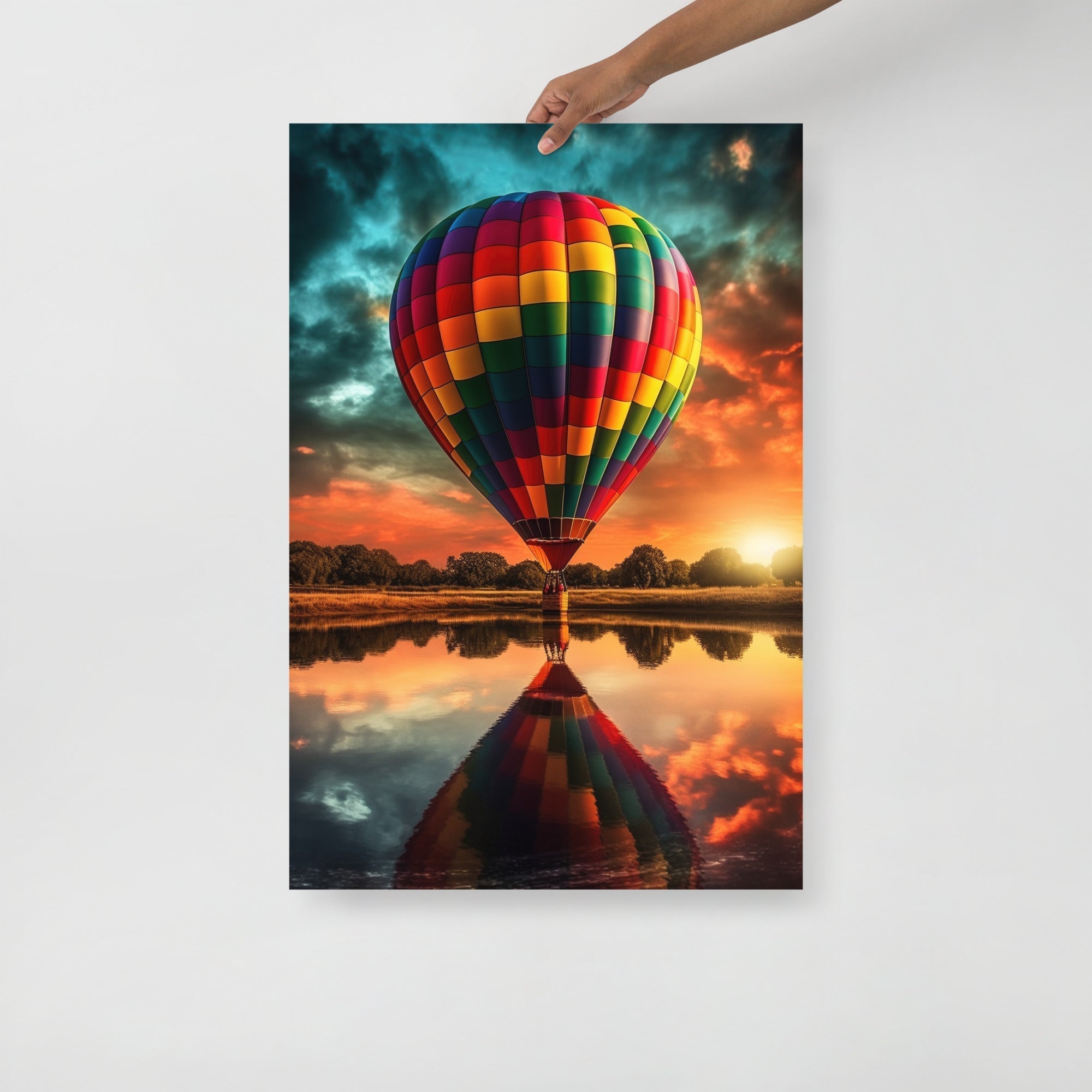 Colorful Hot Air Balloon Adventure Art Poster by Visual Verse - Image 1