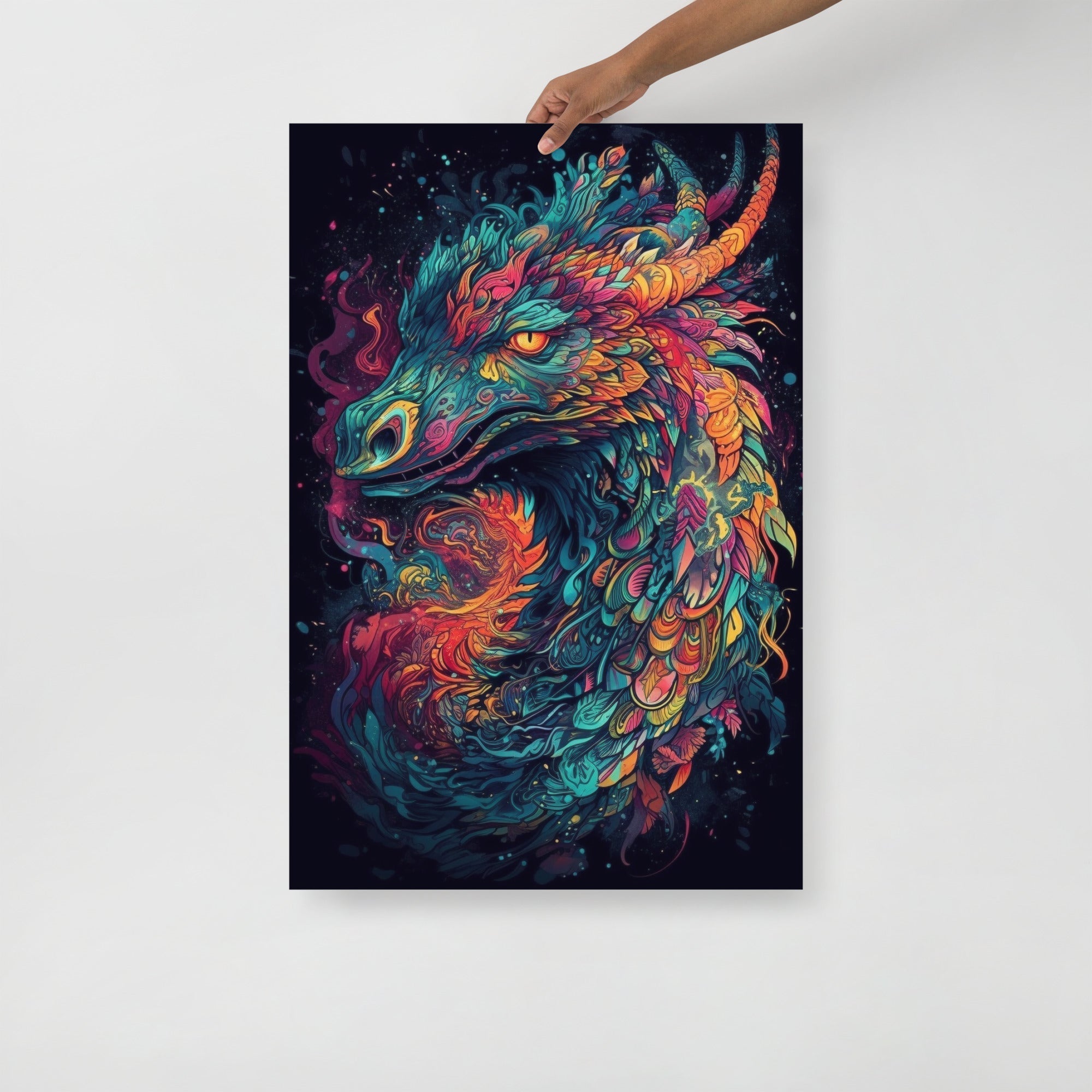 Colorful Psychedelic Mystical Creature Art Poster by Visual Verse - Image 3