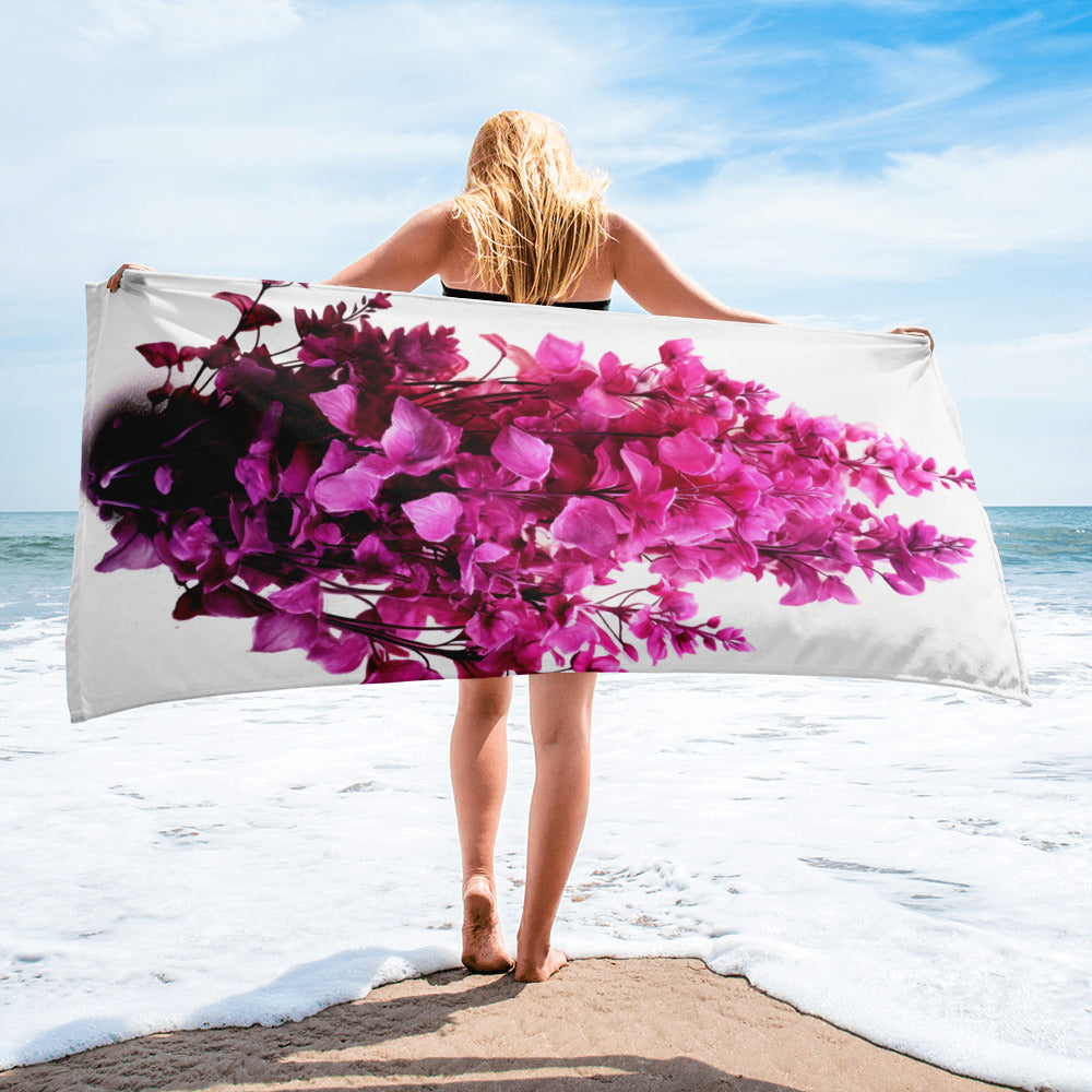 Coral Bells Palace Purple Flower Beach Towel by Visual Verse - Image 2