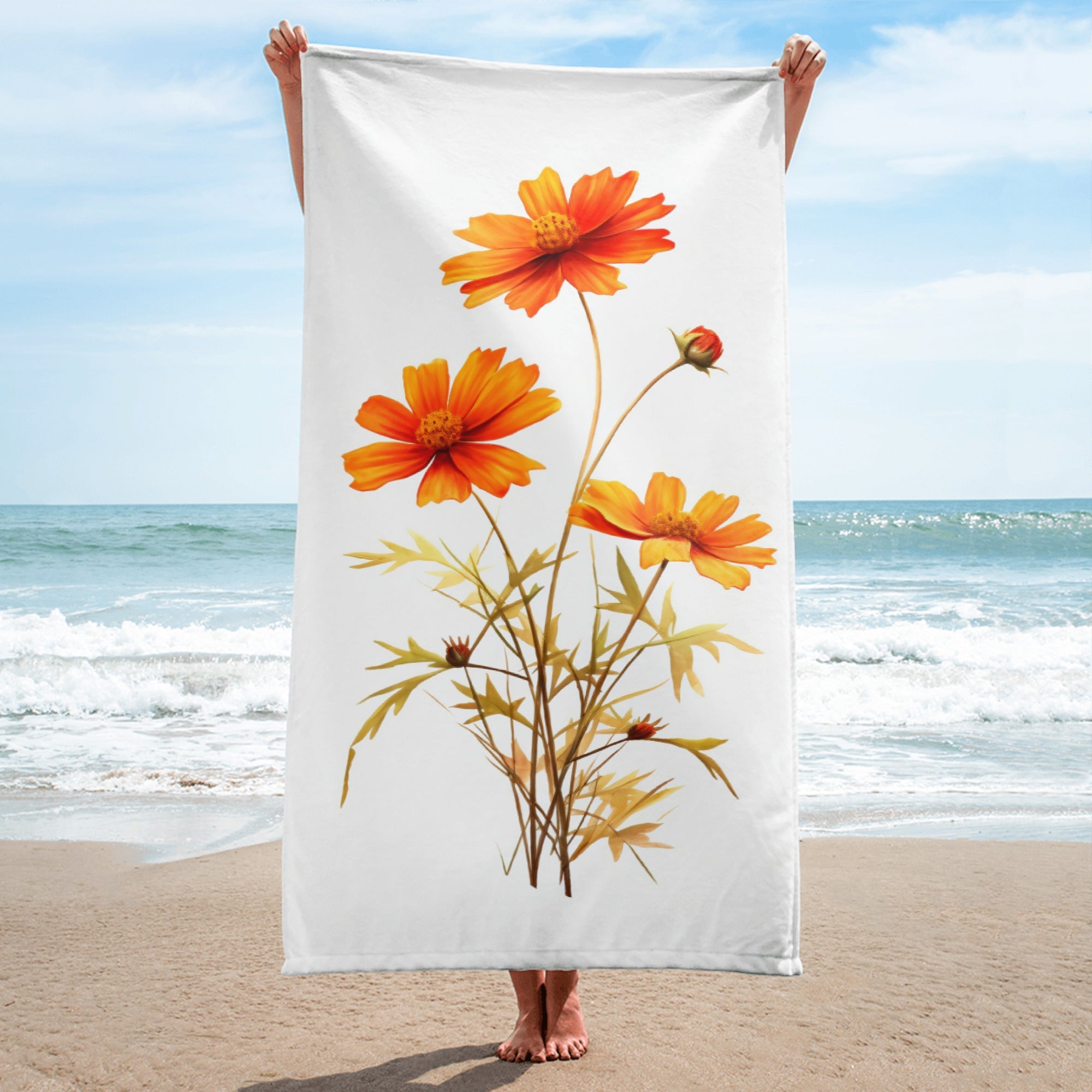 Coreopsis Flower Beach Towel by Visual Verse - Image 1