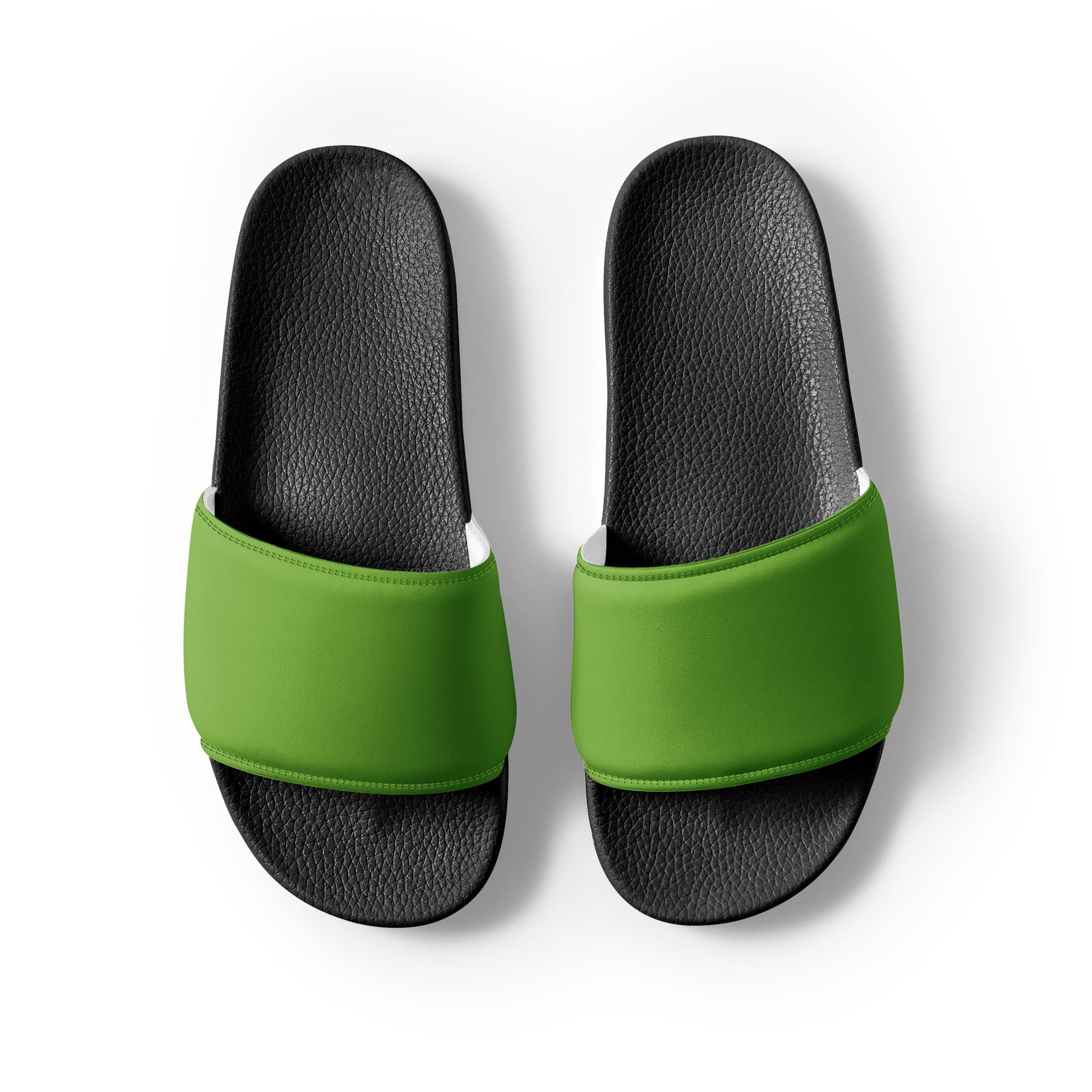 Corn Green Color Men's Slides by Visual Verse - Image 2