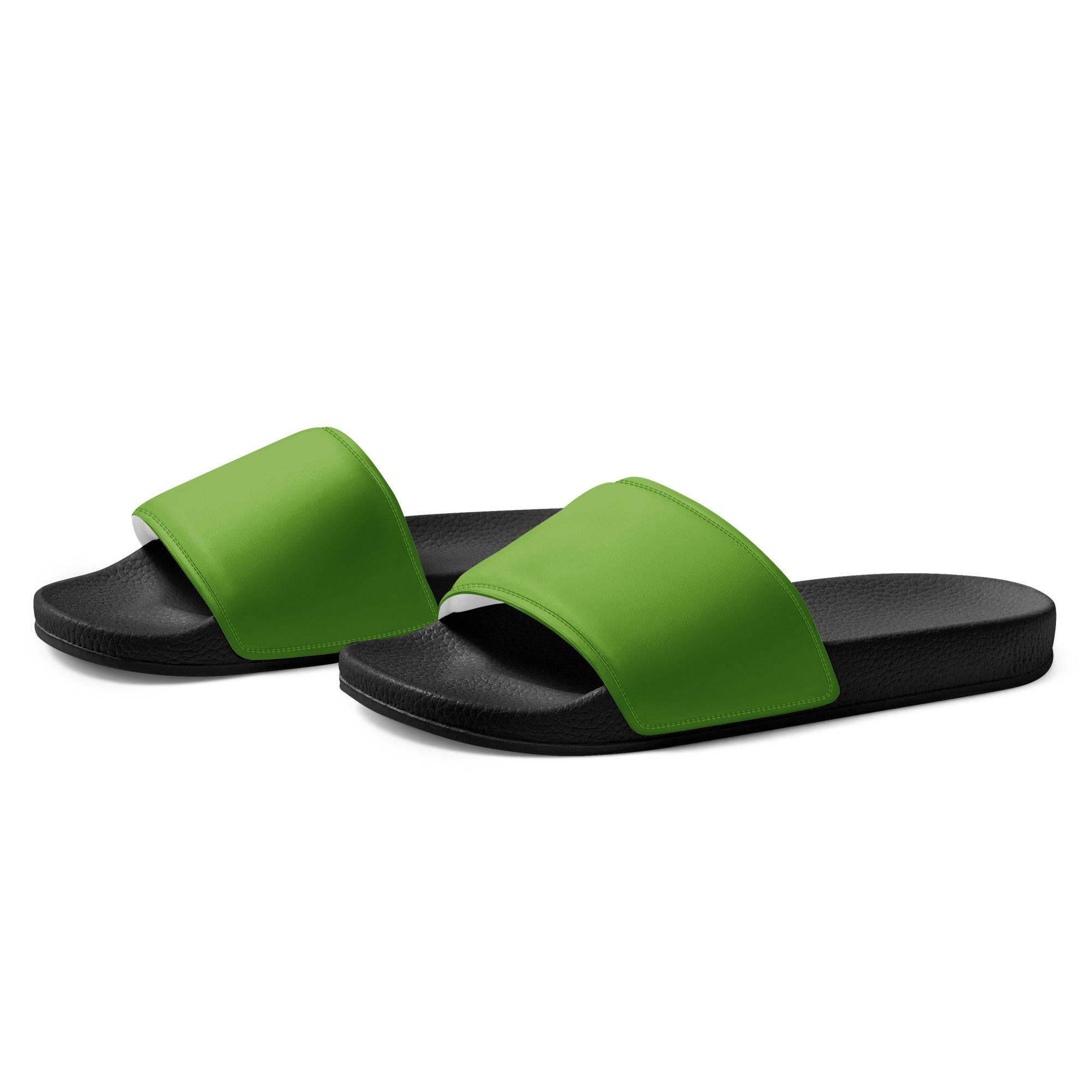 Corn Green Color Men's Slides by Visual Verse - Image 3