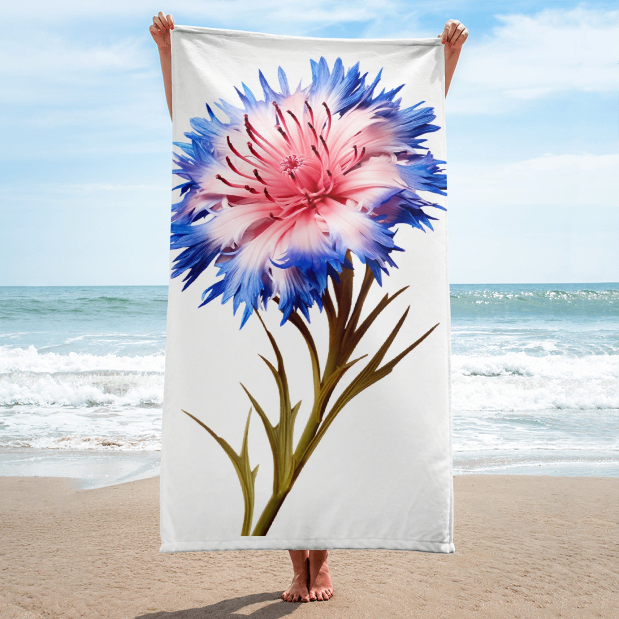 Cornflower Flower Beach Towel by Visual Verse - Image 1