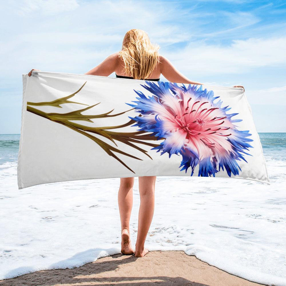 Cornflower Flower Beach Towel by Visual Verse - Image 2