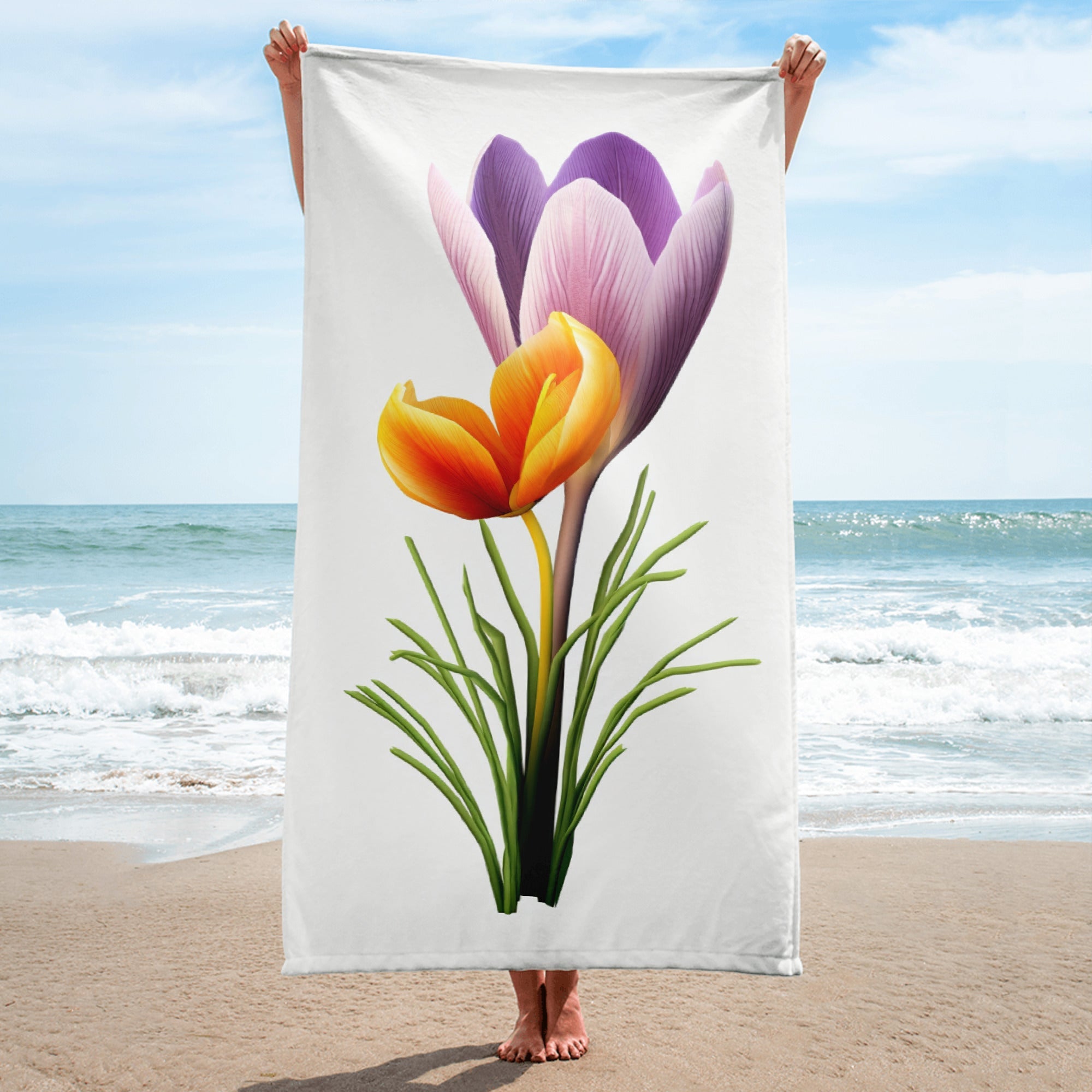 Crocus Flower Beach Towel by Visual Verse - Image 1
