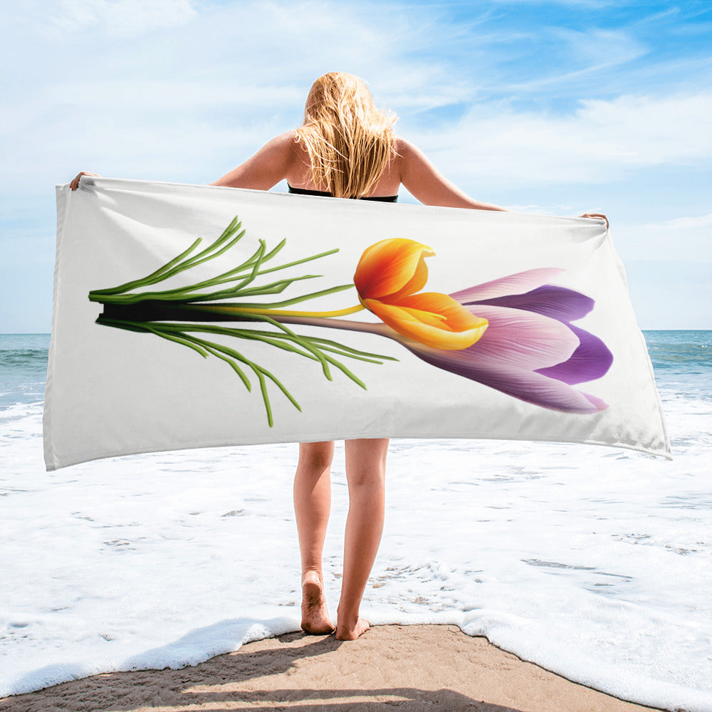 Crocus Flower Beach Towel by Visual Verse - Image 2