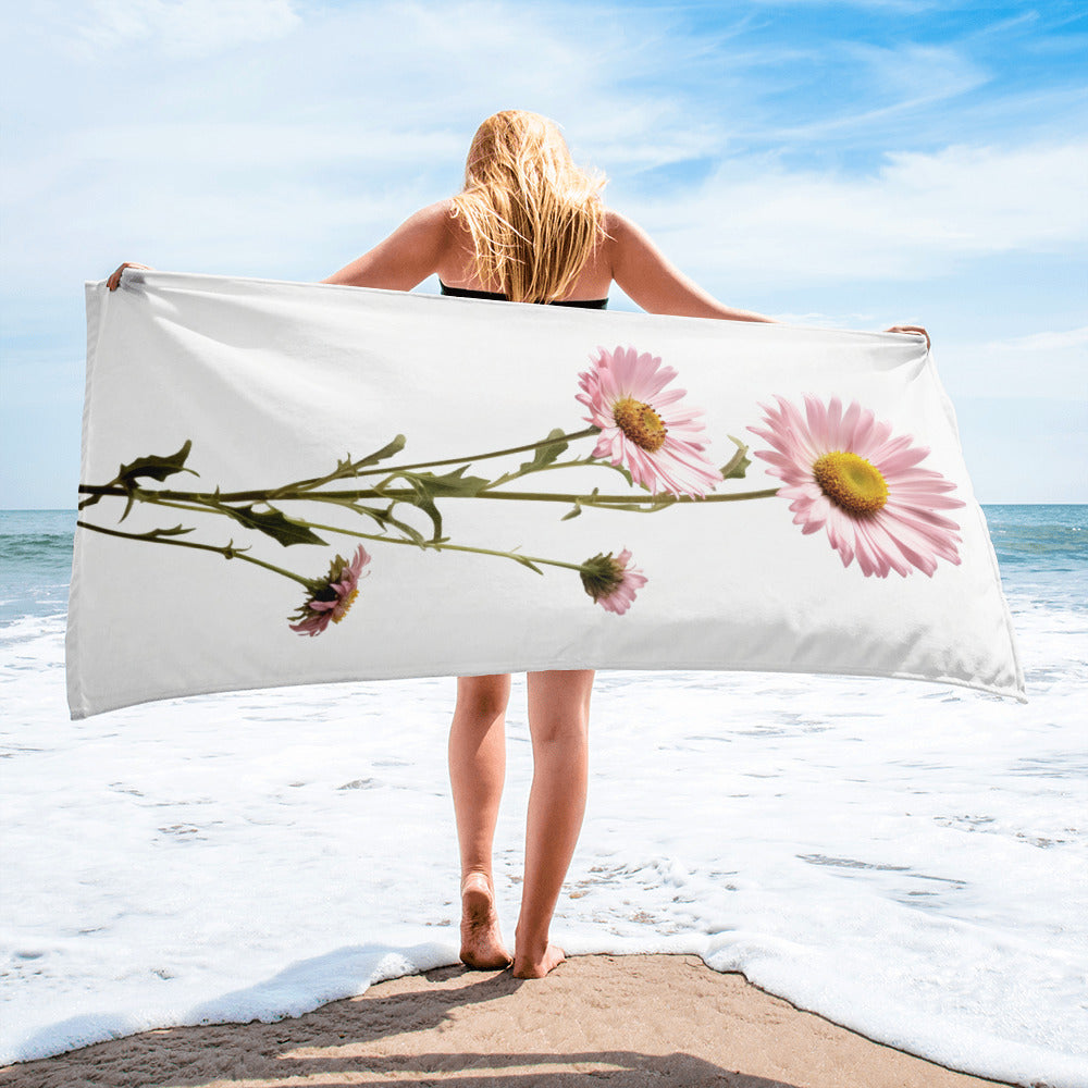 Daisy Fleabane Flower Beach Towel by Visual Verse - Image 2