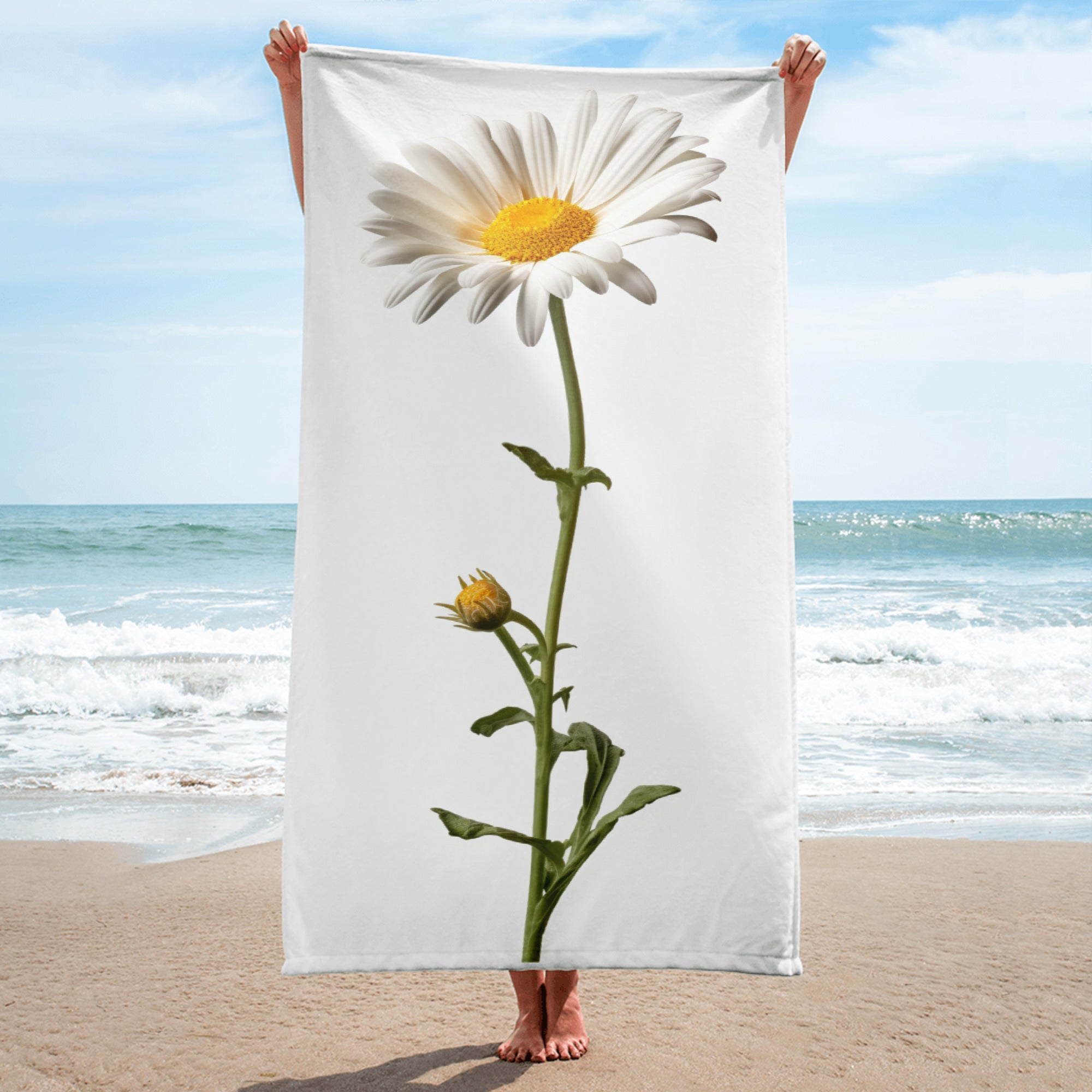 Daisy Flower Beach Towel by Visual Verse - Image 1