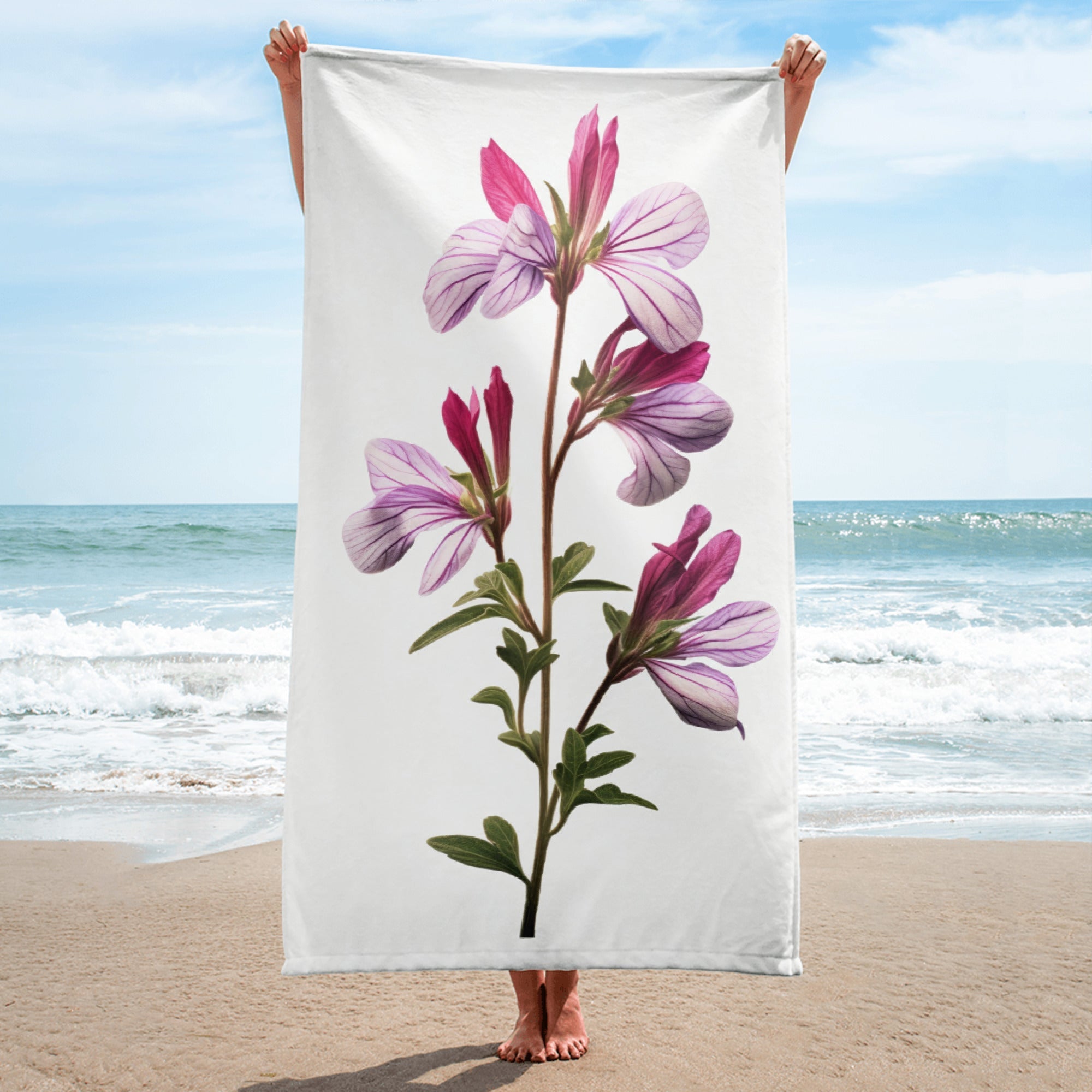 Dames Rocket Flower Beach Towel by Visual Verse - Image 1