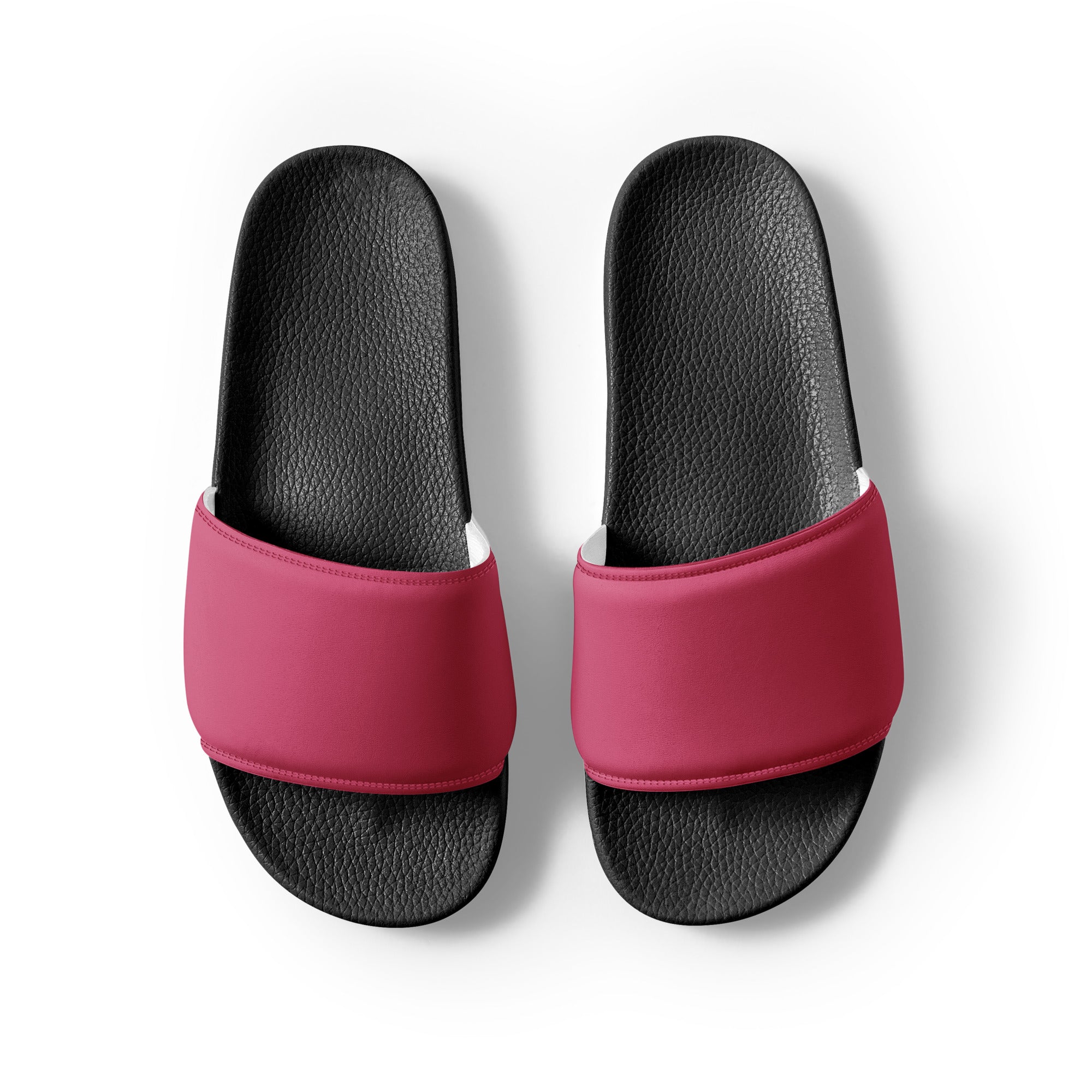 Dark Pink Color Men's Slides by Visual Verse - Image 2