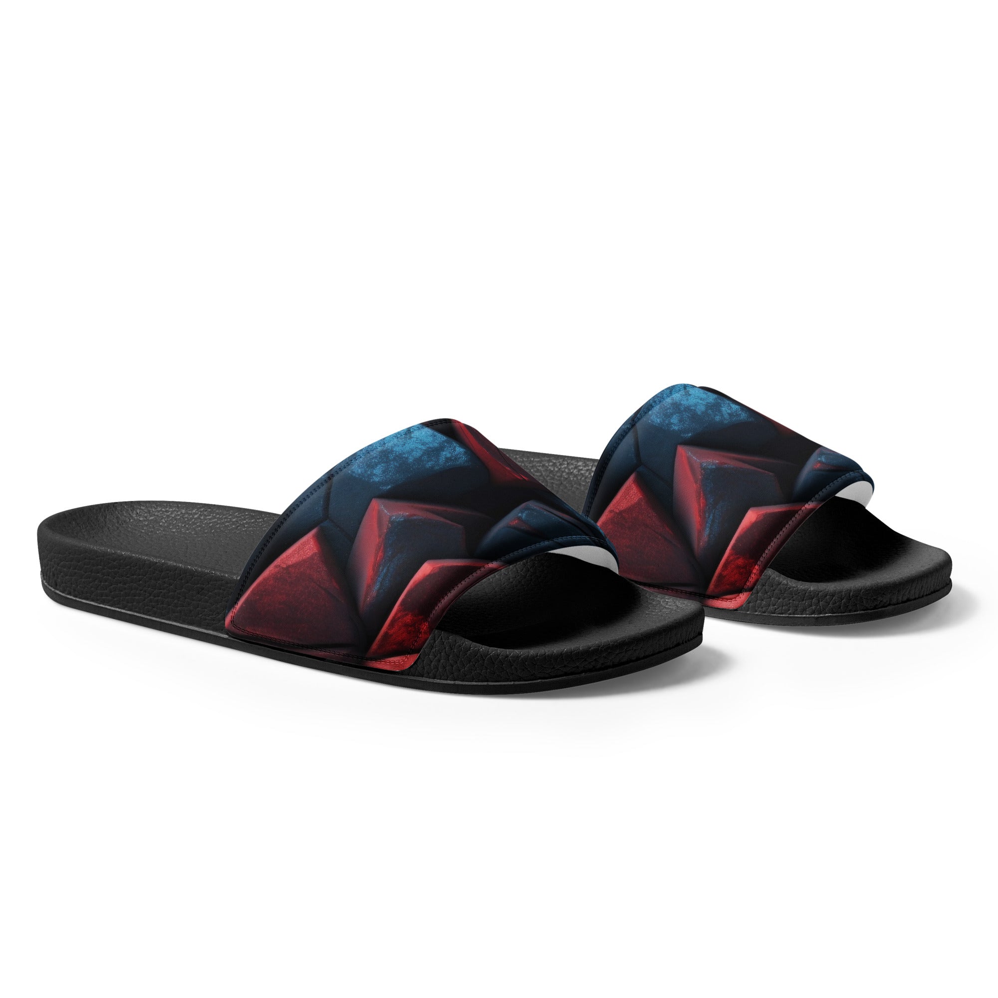Dark Red Blue Rocks Men's Slides by Visual Verse - Image 4