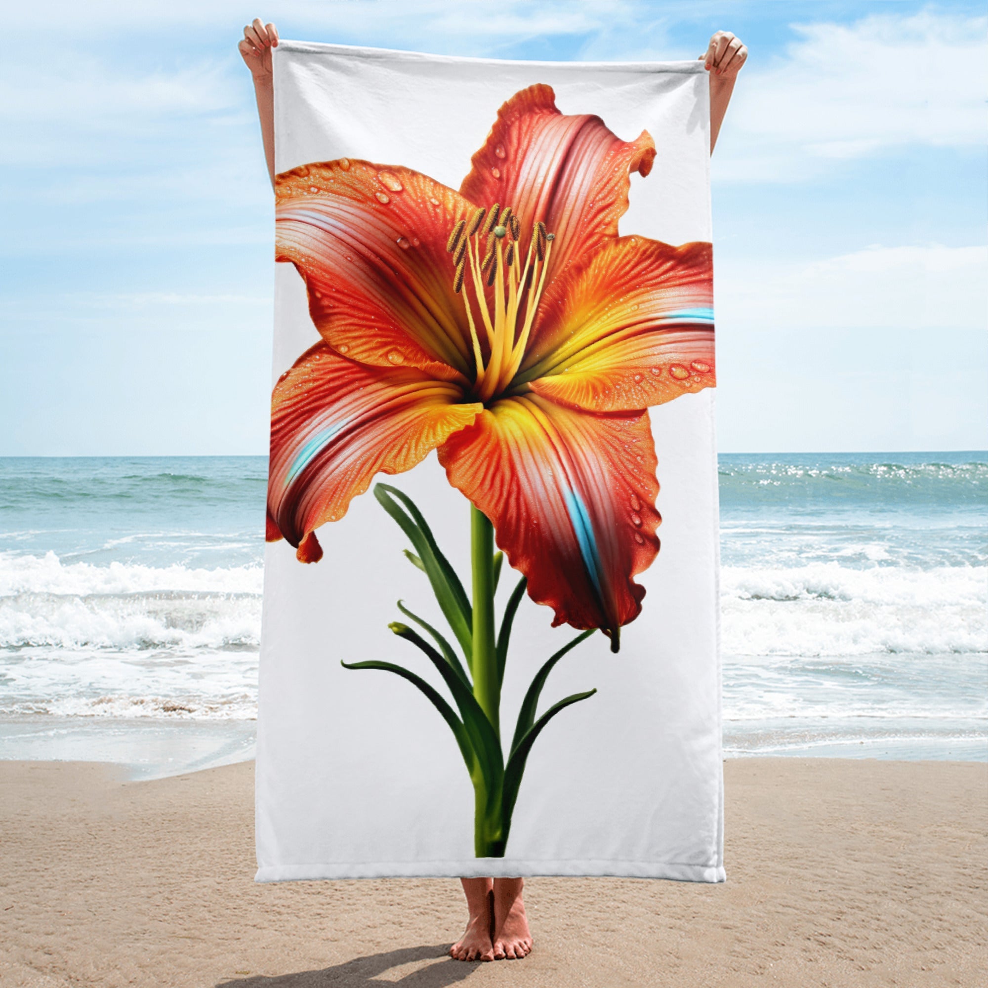 Daylily Flower Beach Towel by Visual Verse - Image 1