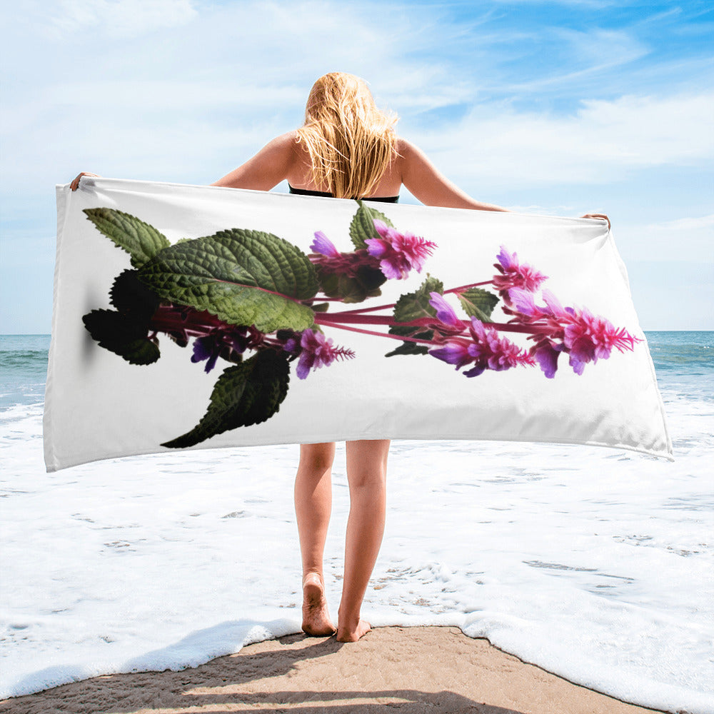 Dead Nettle Flower Beach Towel by Visual Verse - Image 2