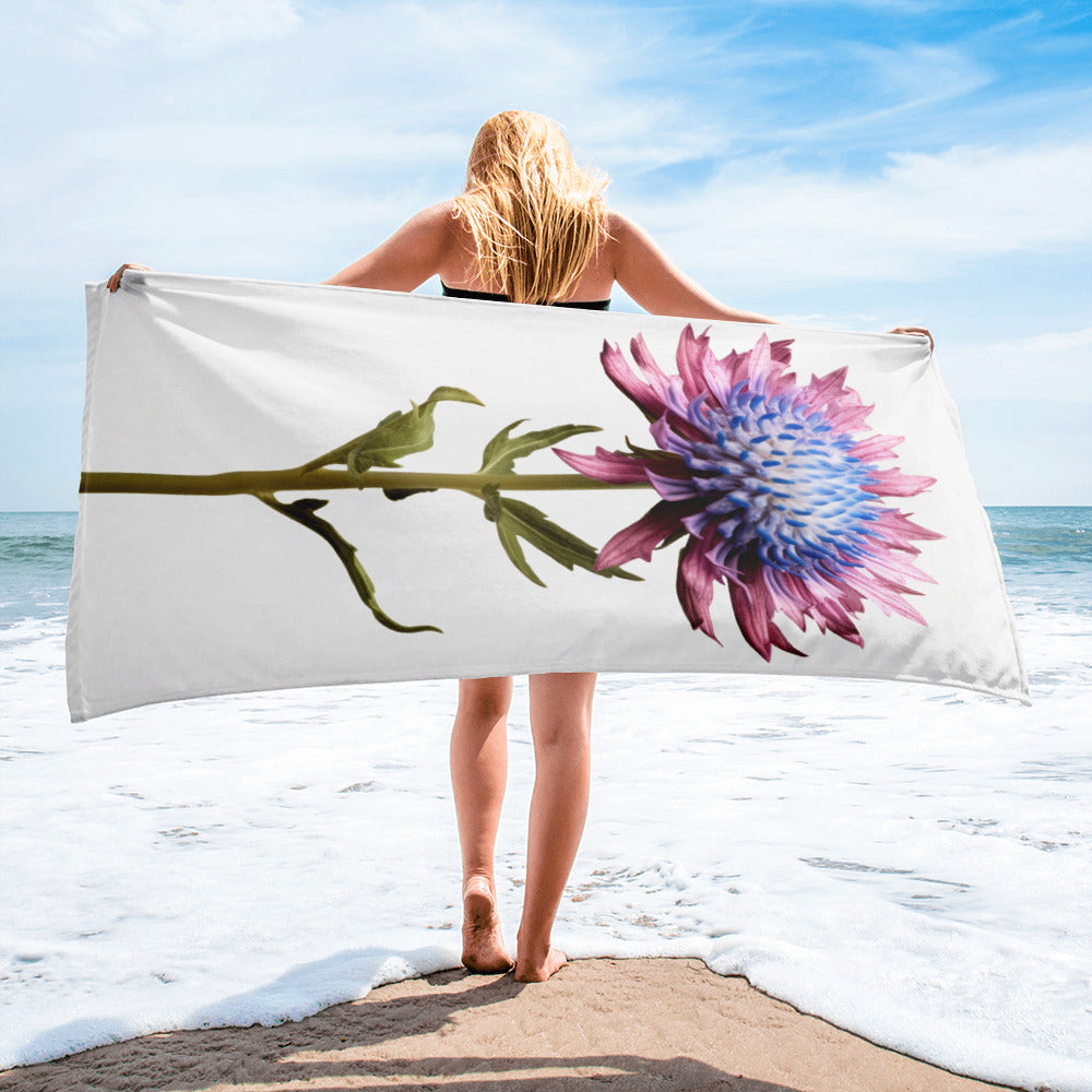 Devils Bit Scabious Flower Beach Towel by Visual Verse - Image 2