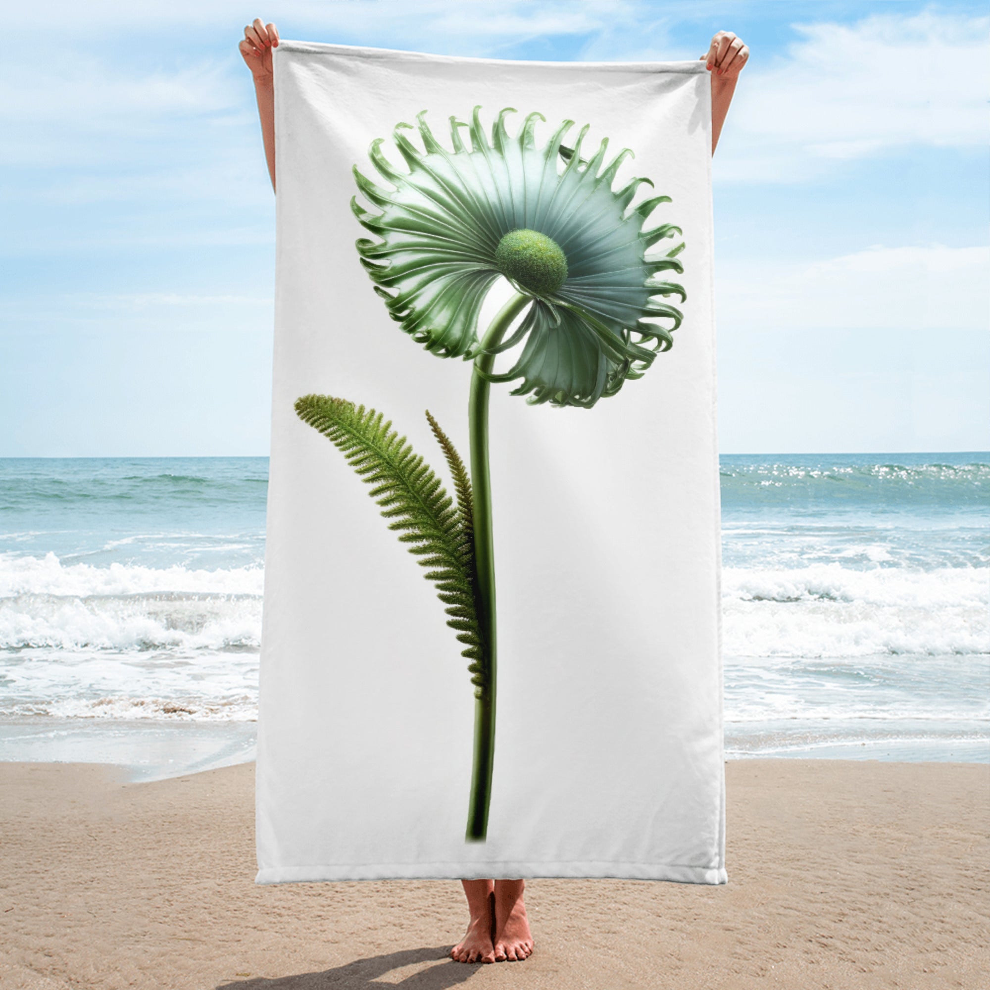 Dicksonia Flower Beach Towel by Visual Verse - Image 1