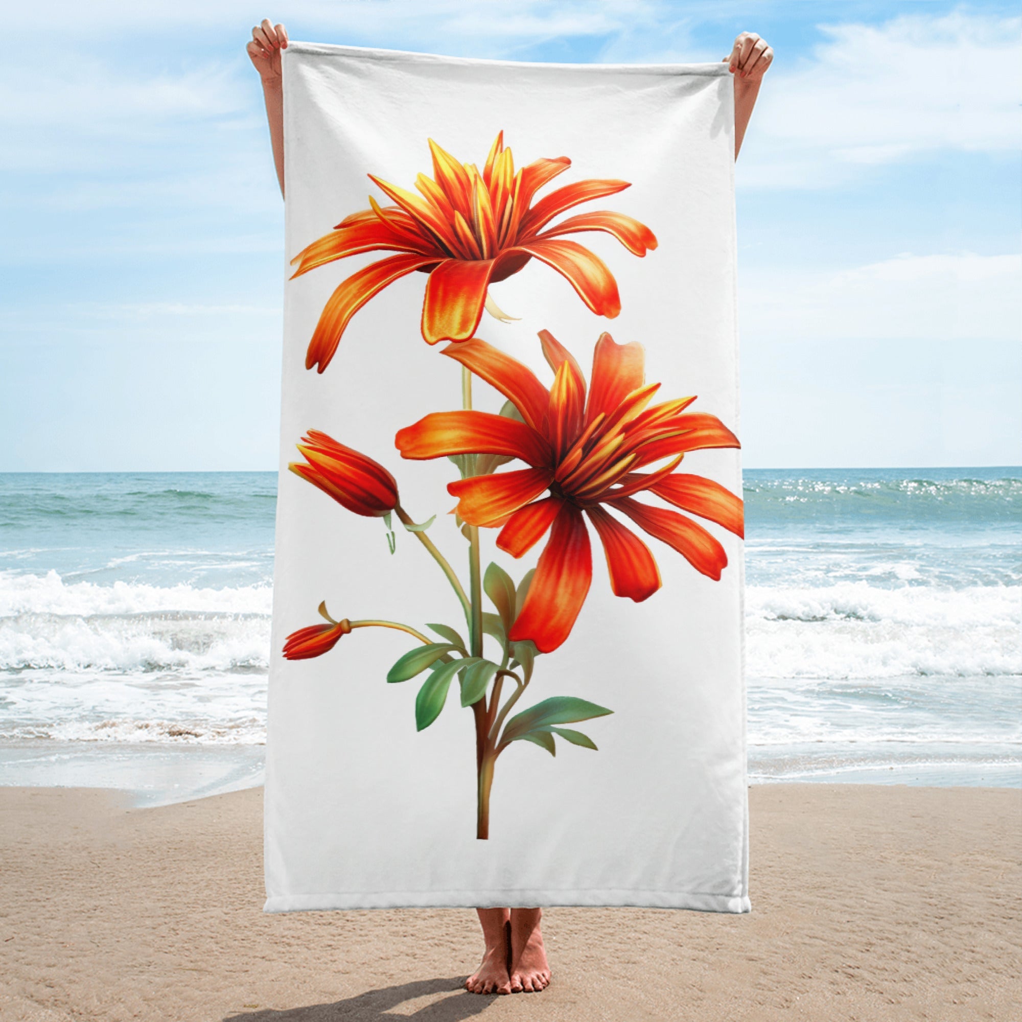 Dicliptera Flower Beach Towel by Visual Verse - Image 1