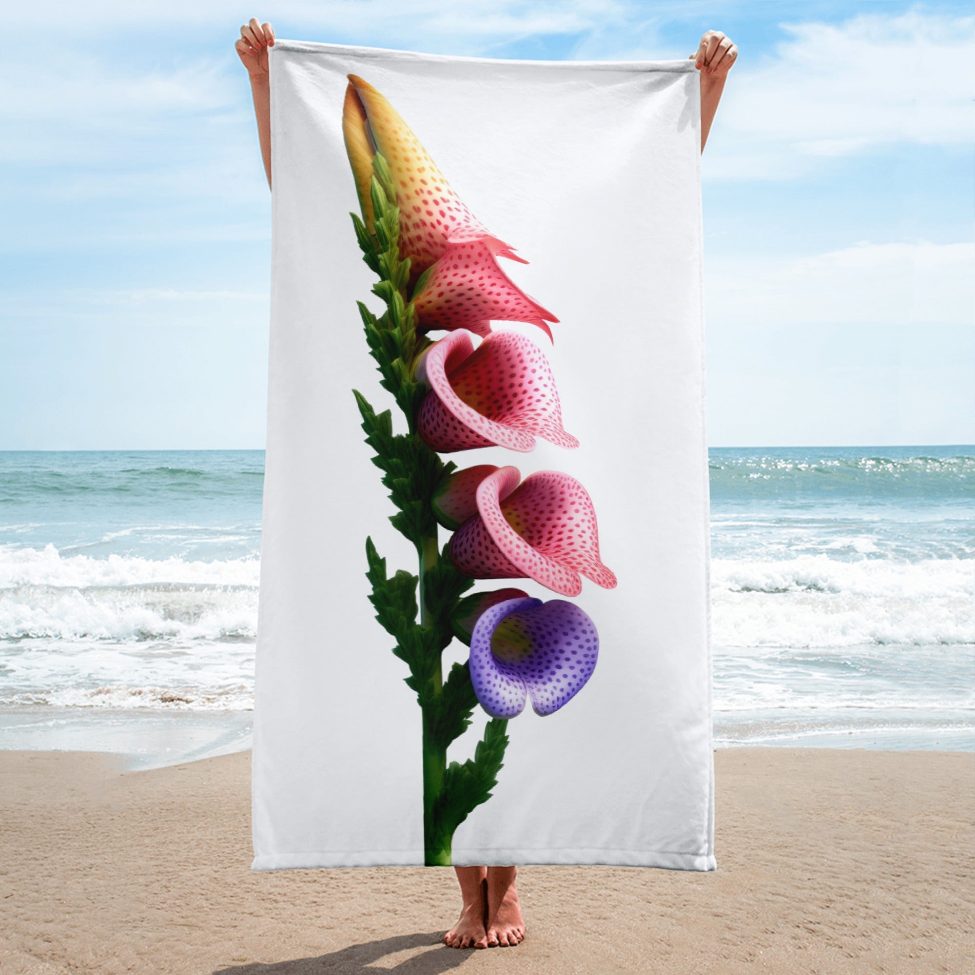 Digitalis Flower Beach Towel by Visual Verse - Image 1