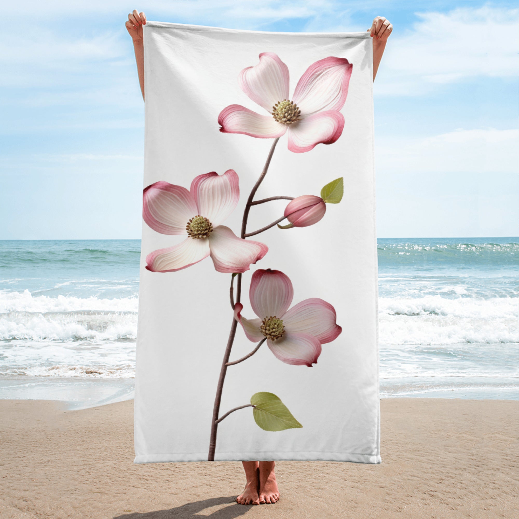 Dogwood Flower Beach Towel by Visual Verse - Image 1