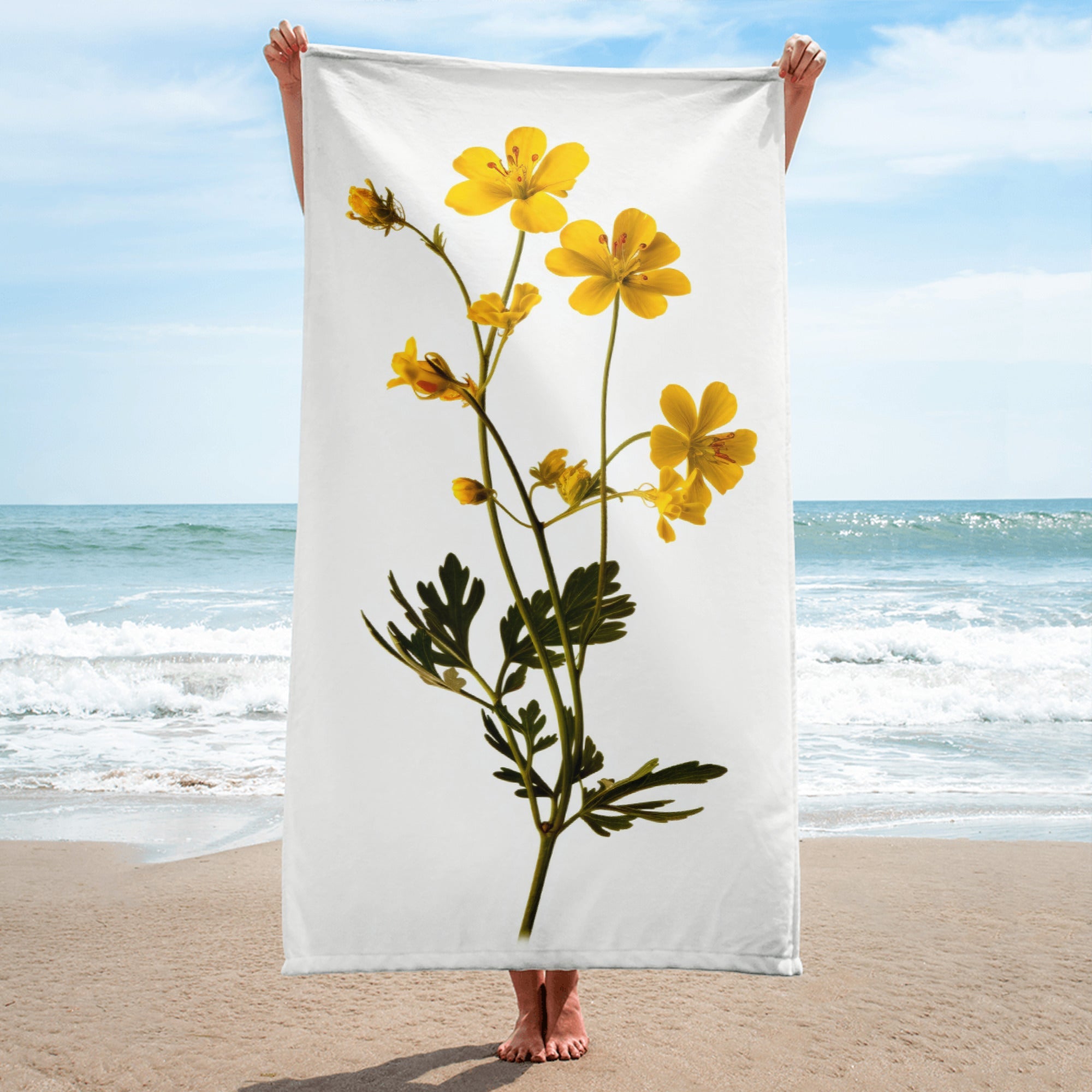 Draba Flower Beach Towel by Visual Verse - Image 1