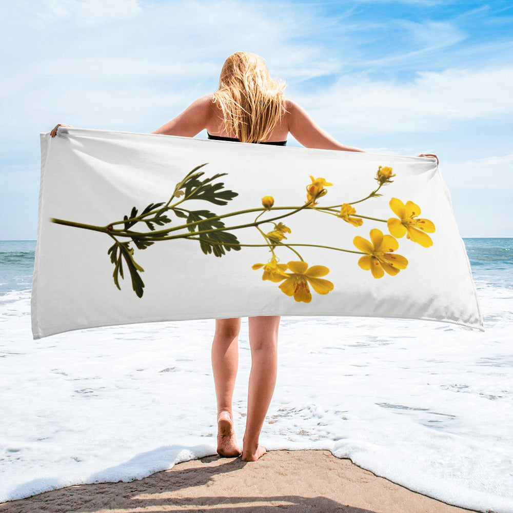 Draba Flower Beach Towel by Visual Verse - Image 2