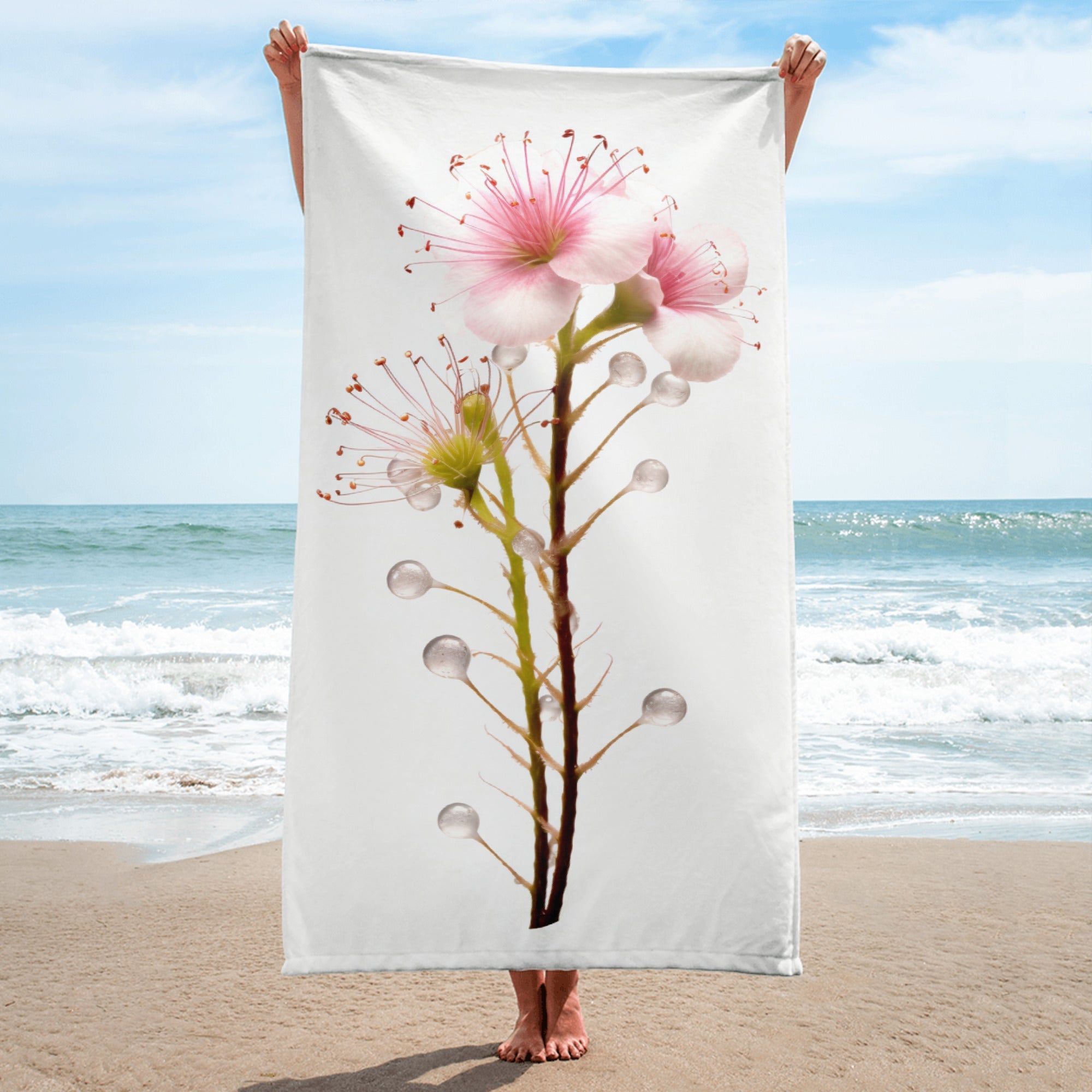 Drosera Flower Beach Towel by Visual Verse - Image 1