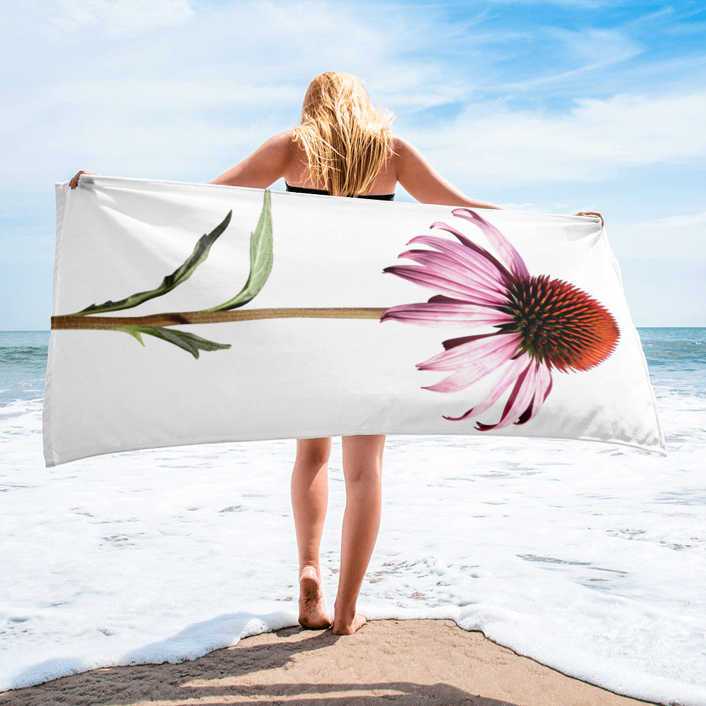 Echinacea Flower Beach Towel by Visual Verse - Image 2