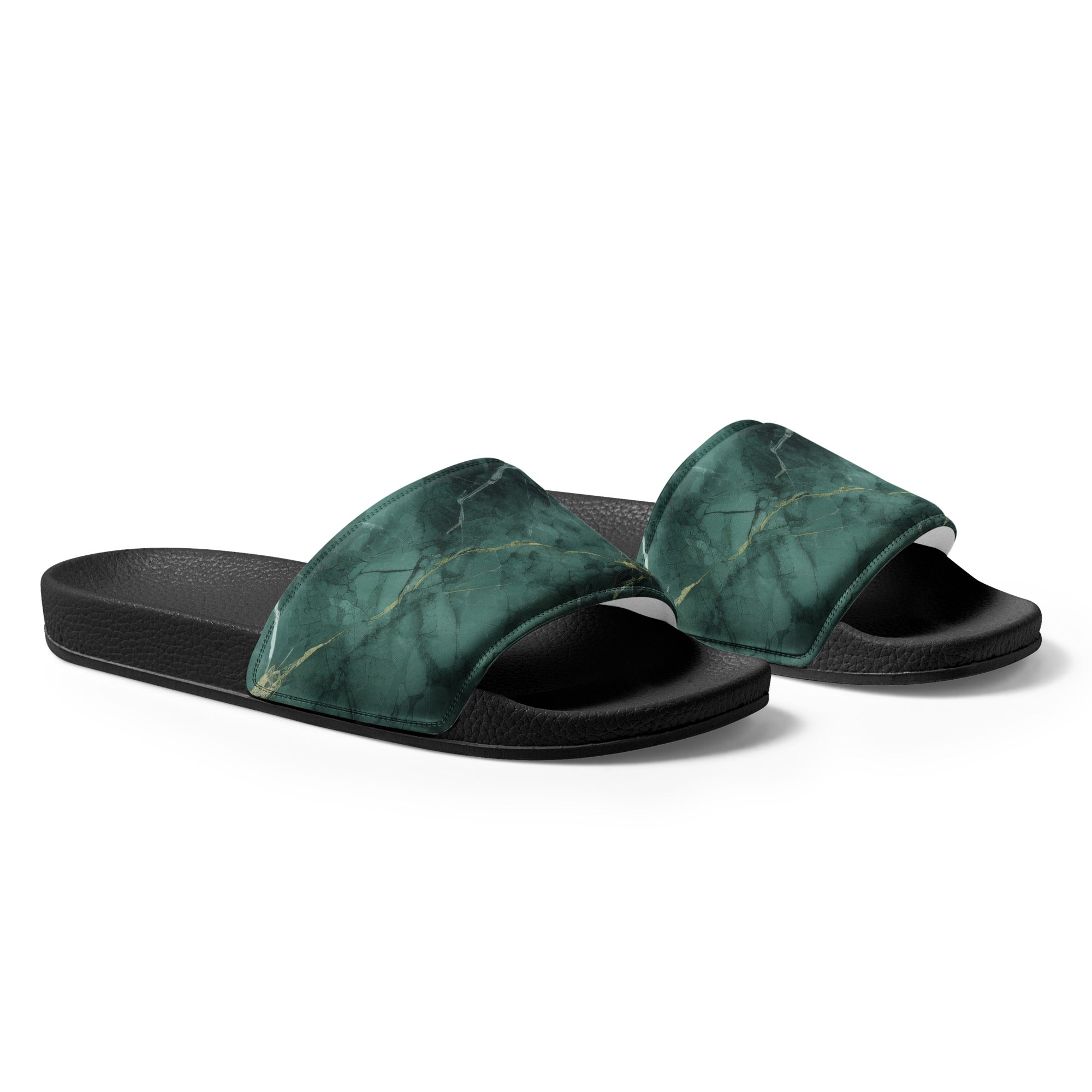 Emerald Green Granite Men's Slides by Visual Verse - Image 4