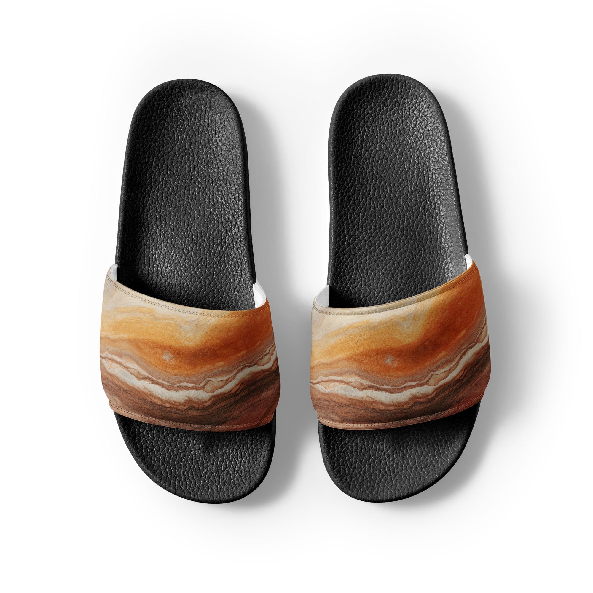 Fantasy Brown Granite Men's Slides by Visual Verse - Image 2