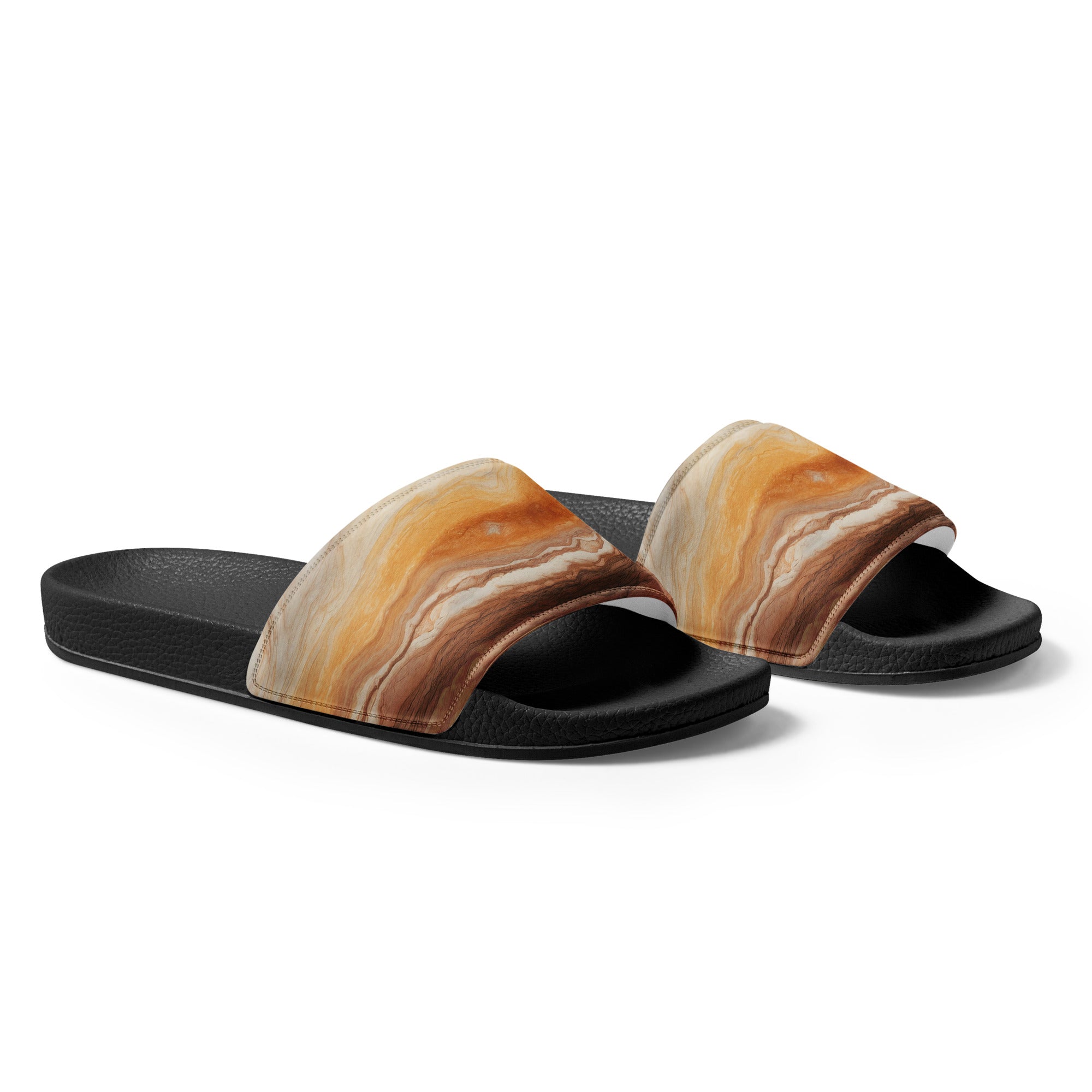 Fantasy Brown Granite Men's Slides by Visual Verse - Image 4
