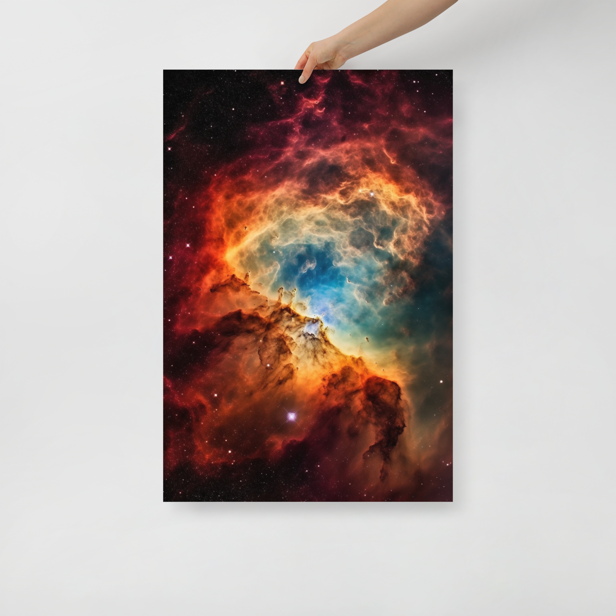 Fiery Elegance: Red Rectangle Nebula Art Poster by Visual Verse - Image 1