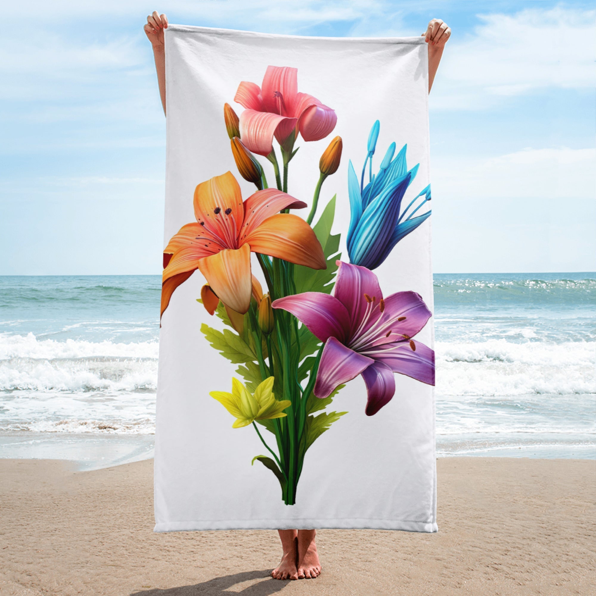 Four OClock Flower Beach Towel by Visual Verse - Image 1