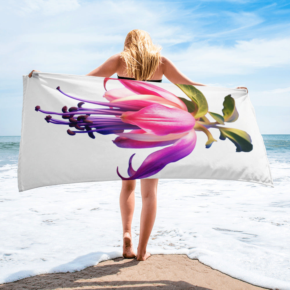 Fuchsia Flower Beach Towel by Visual Verse - Image 2