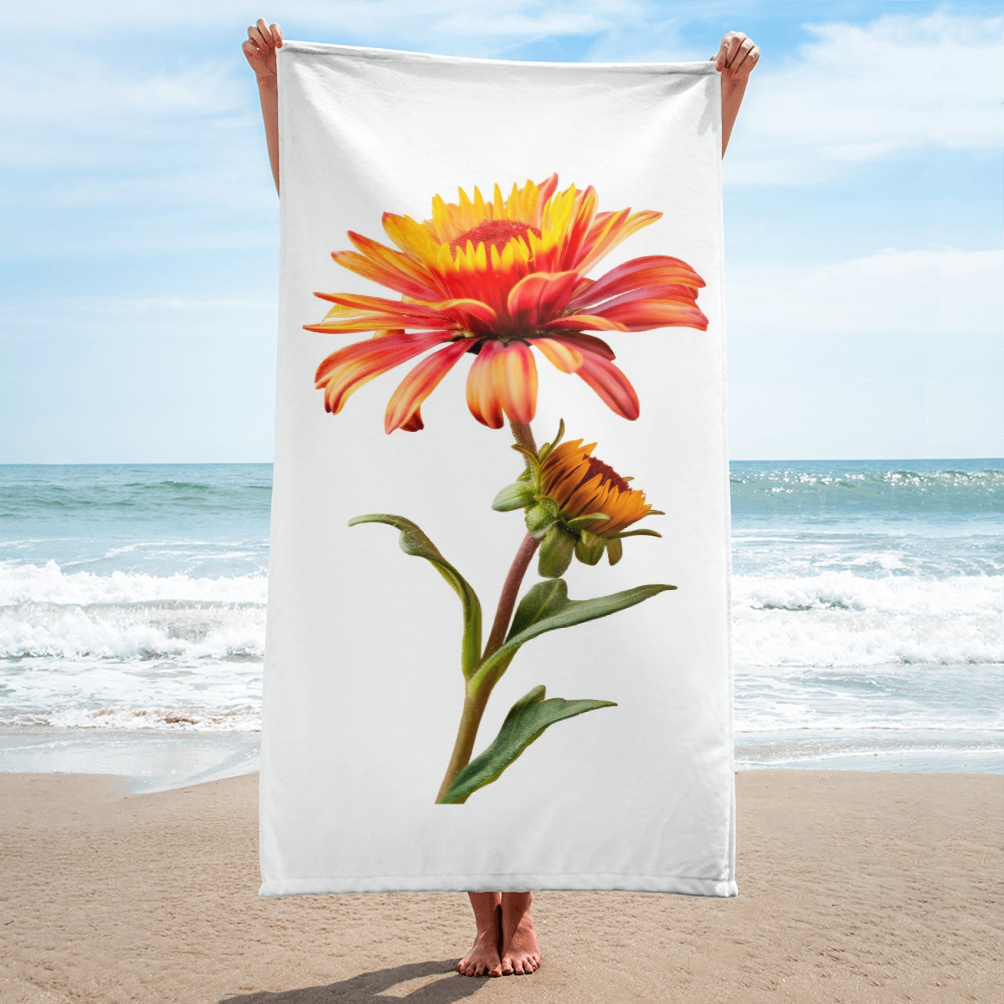 Gaillardia Flower Beach Towel by Visual Verse - Image 1