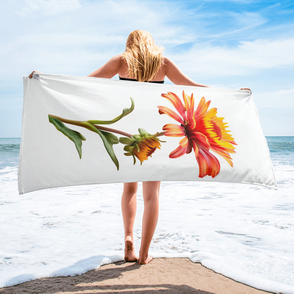 Gaillardia Flower Beach Towel by Visual Verse - Image 2