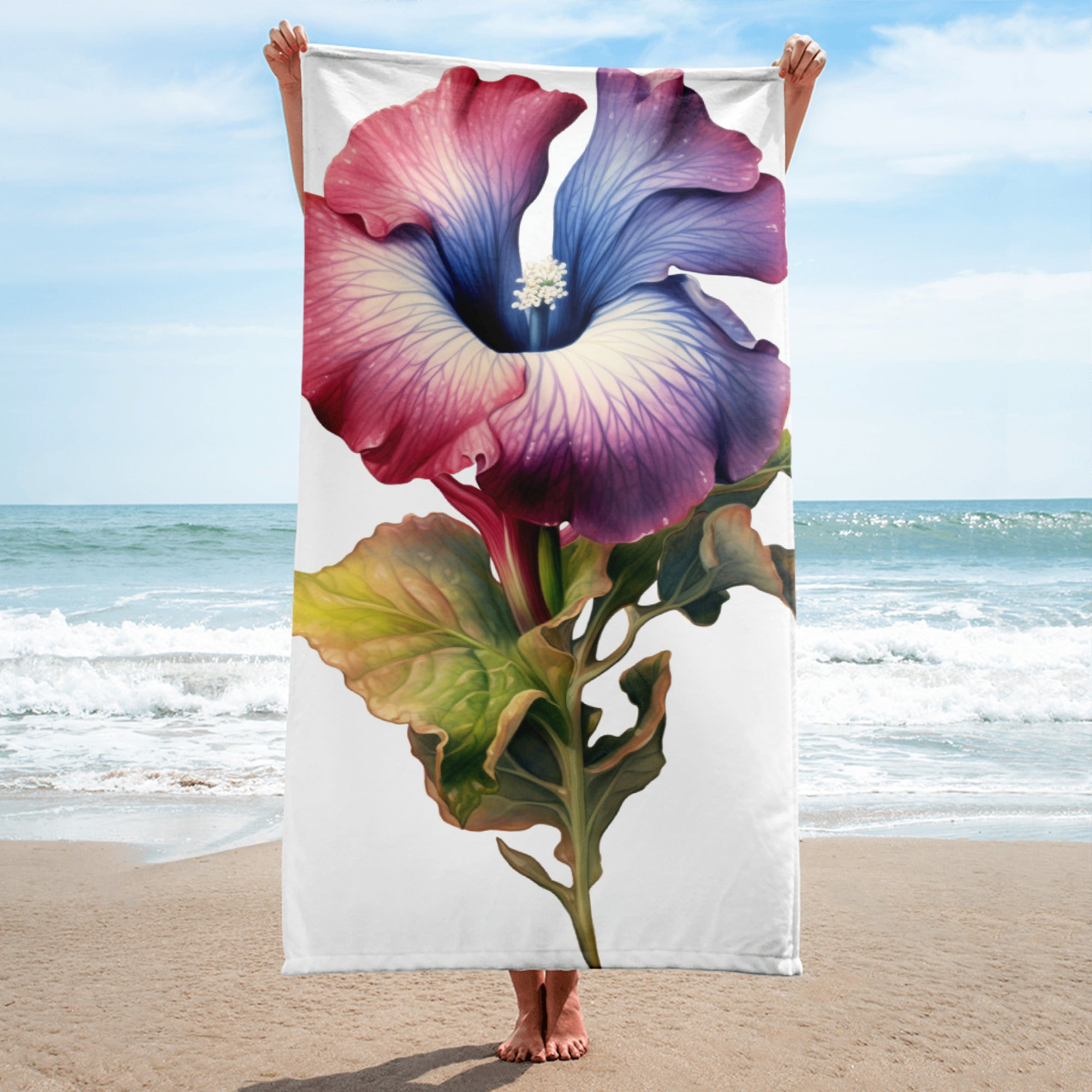 Gloxinia Flower Beach Towel by Visual Verse - Image 1